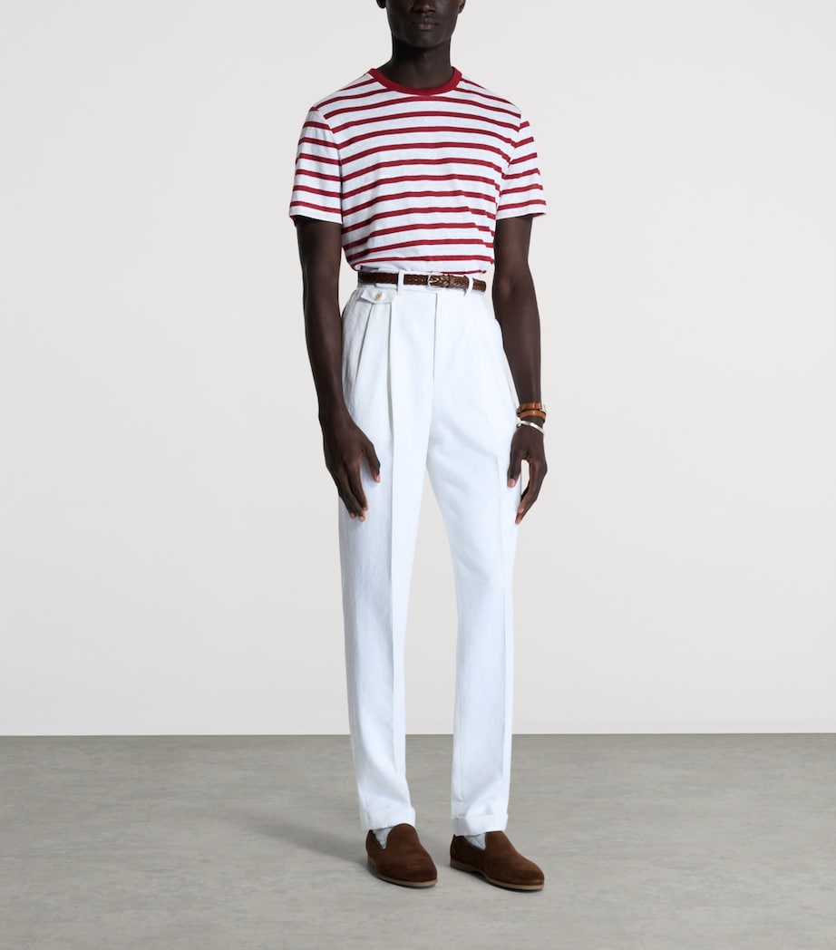 Dunhill Mens Linen-Cotton Stripe T-Shirt Image 2