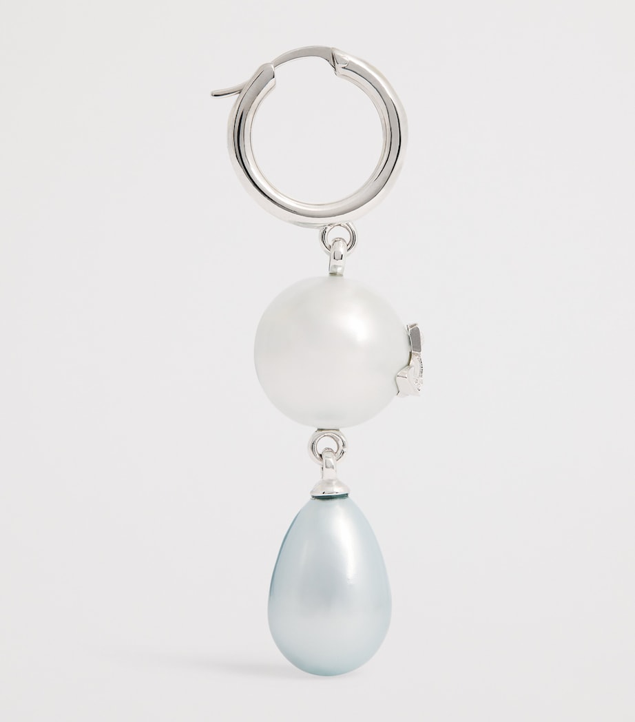 Vivienne Westwood Faux Pearl Martha Drop Earrings Platnium/light Blue Image 4