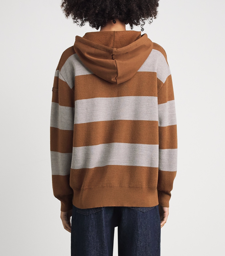 Claudie Pierlot Womens Stripe Button-Up Hoodie Multicolored Image 5