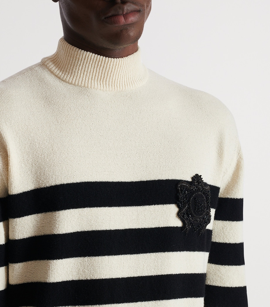 Wool-Cashmere Stripe Mariniere Sweater GKP NATUREL/NOIR Image 8