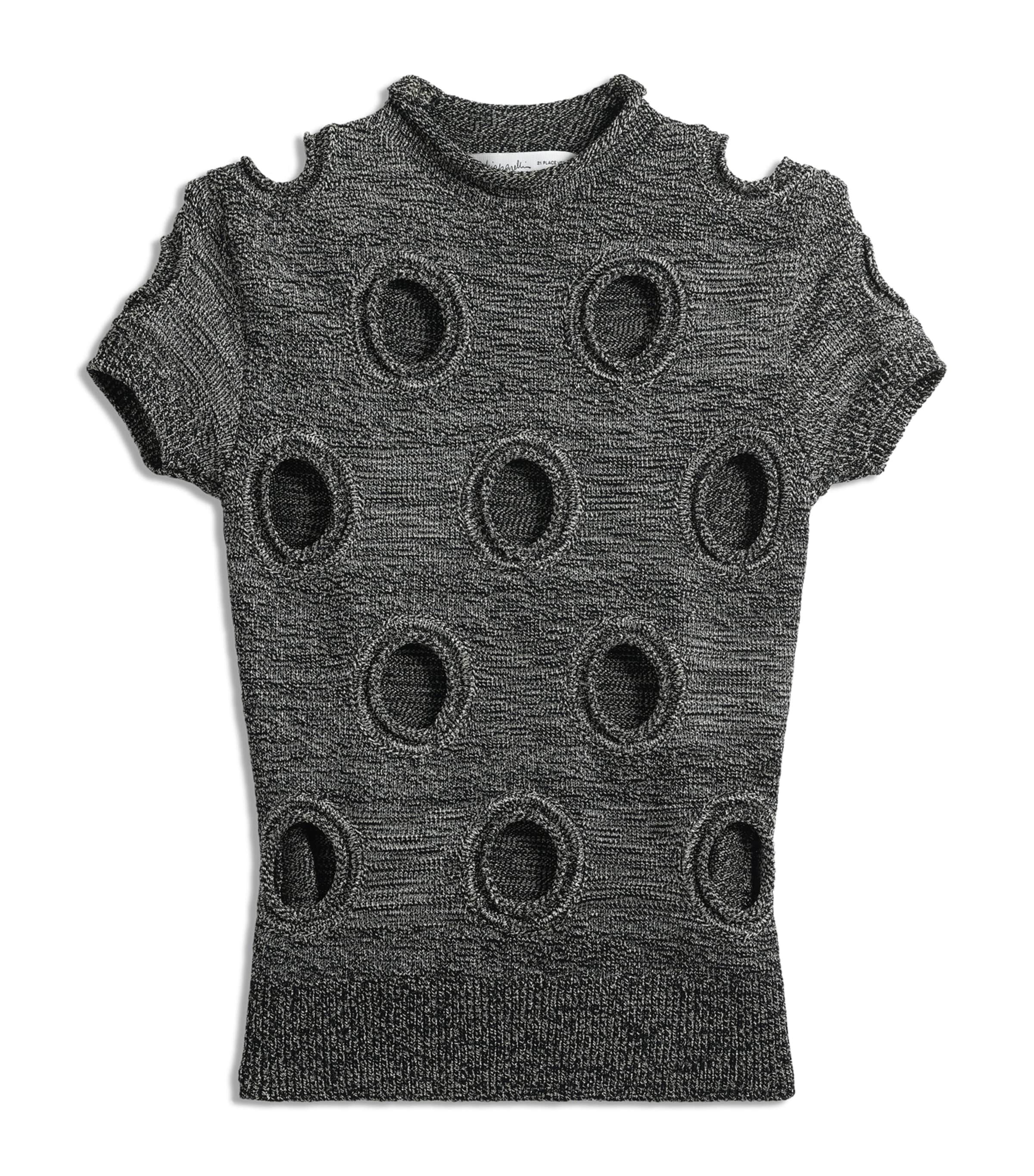 Schiaparelli Womens Knitted Polka-Dot T-Shirt Grey Image 1
