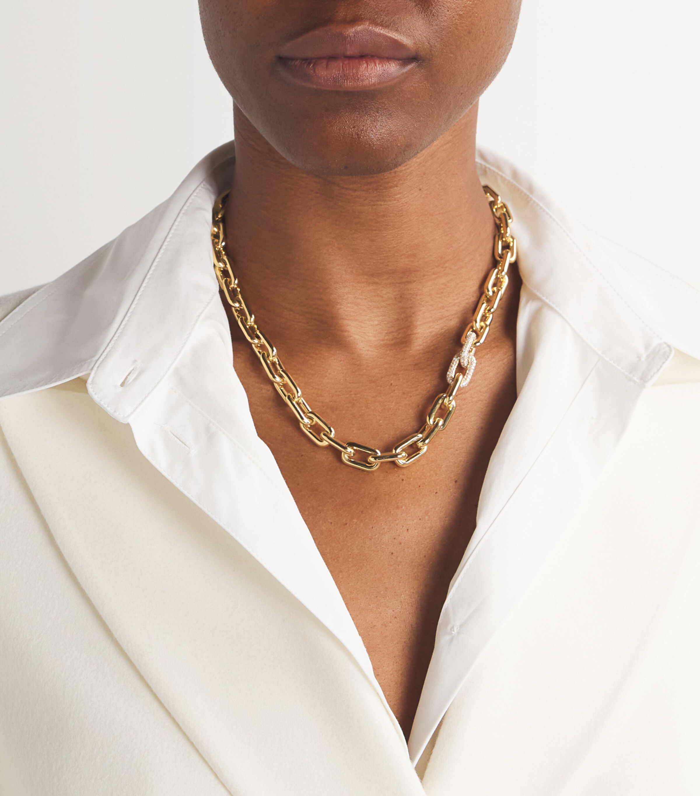 Yellow Gold and Diamond Pavé Link Necklace YELLOW GOLD Image 2