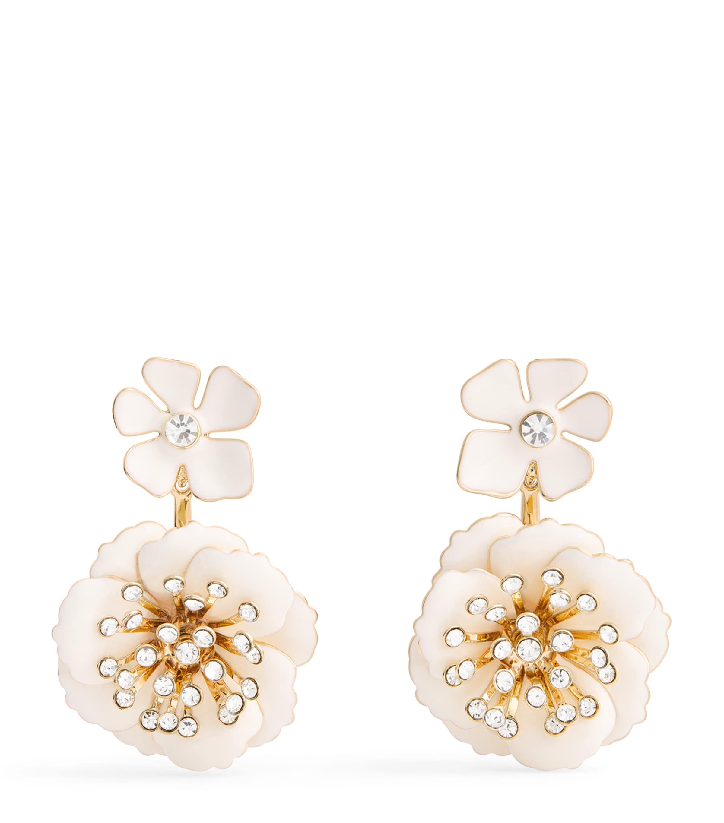 Carolina Herrera Statement Floral Drop Earrings White Image 1