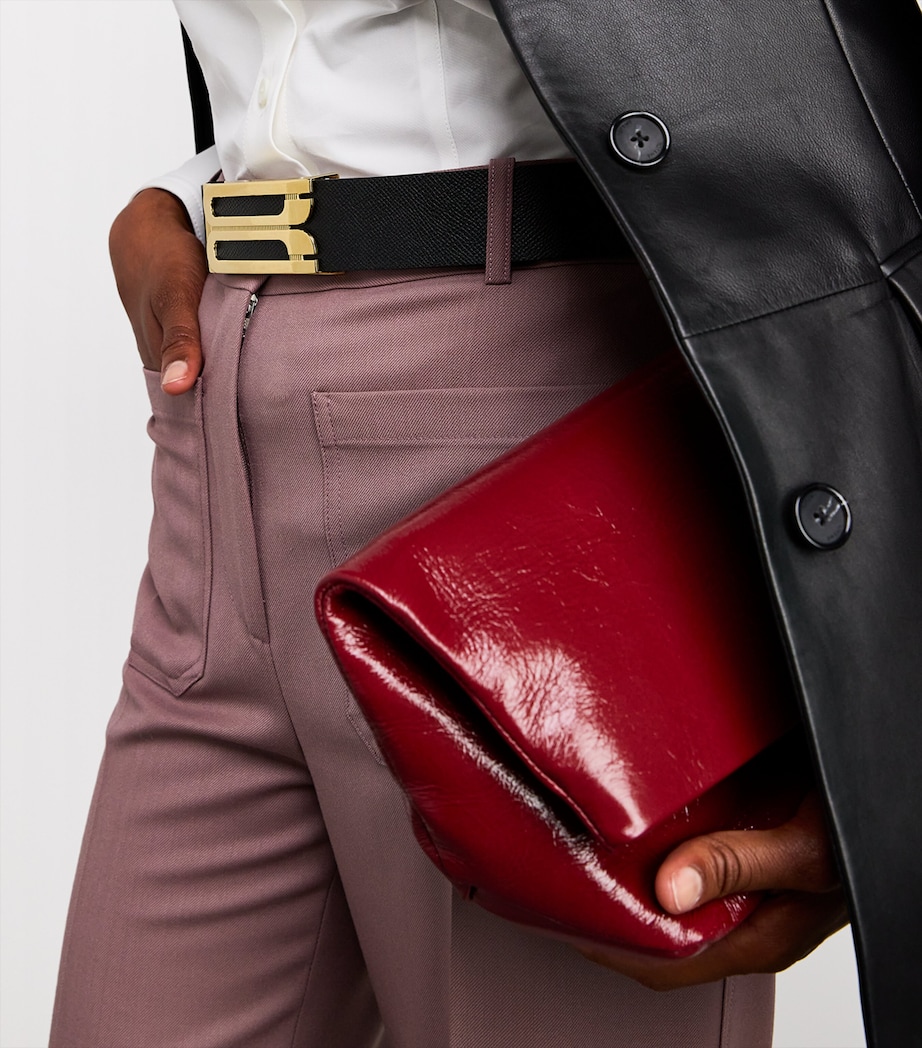 Grained Leather Jumbo B-Buckle Belt 1 BLACK Image 2