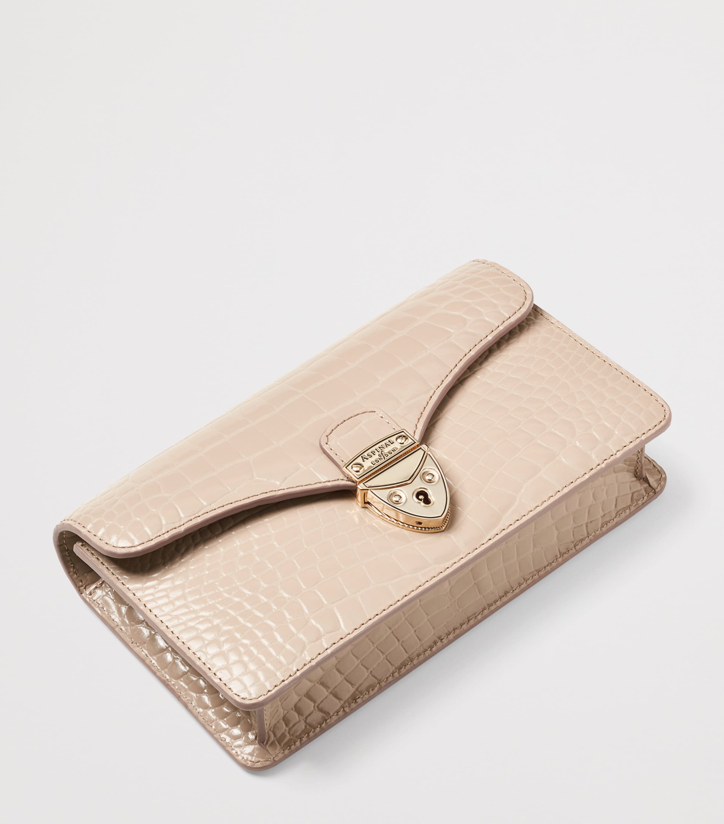 Croc-Embossed Leather Mayfair 2 Clutch Bag TAUPE Image 4