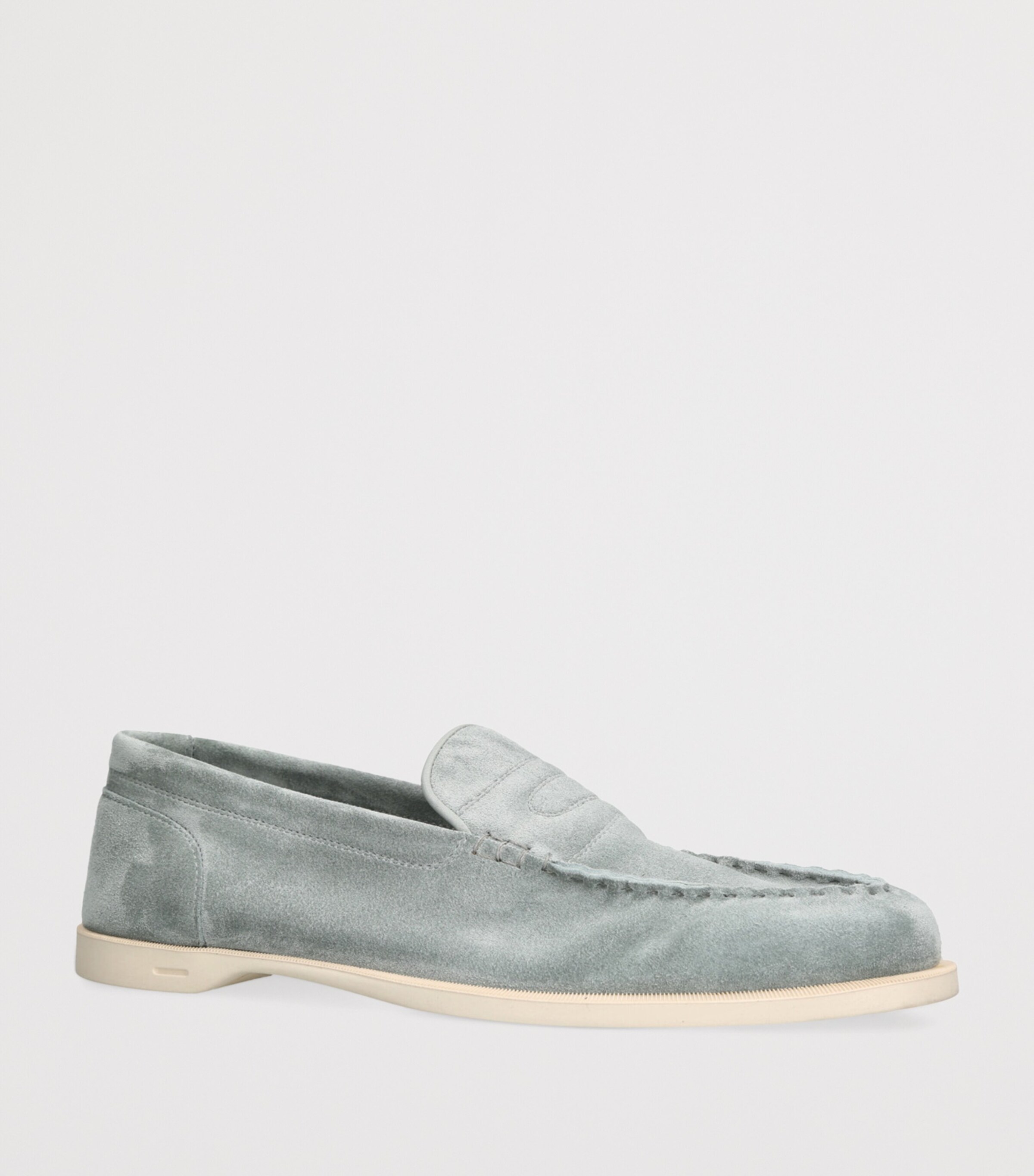 John Lobb Suede Pace Loafers Pale Blue Image 3