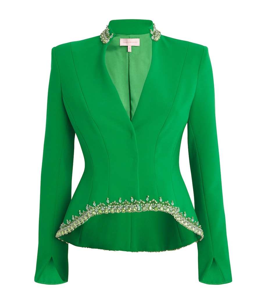 SABINA BILENKO Womens Embellished Corset Jacket Green Image 1