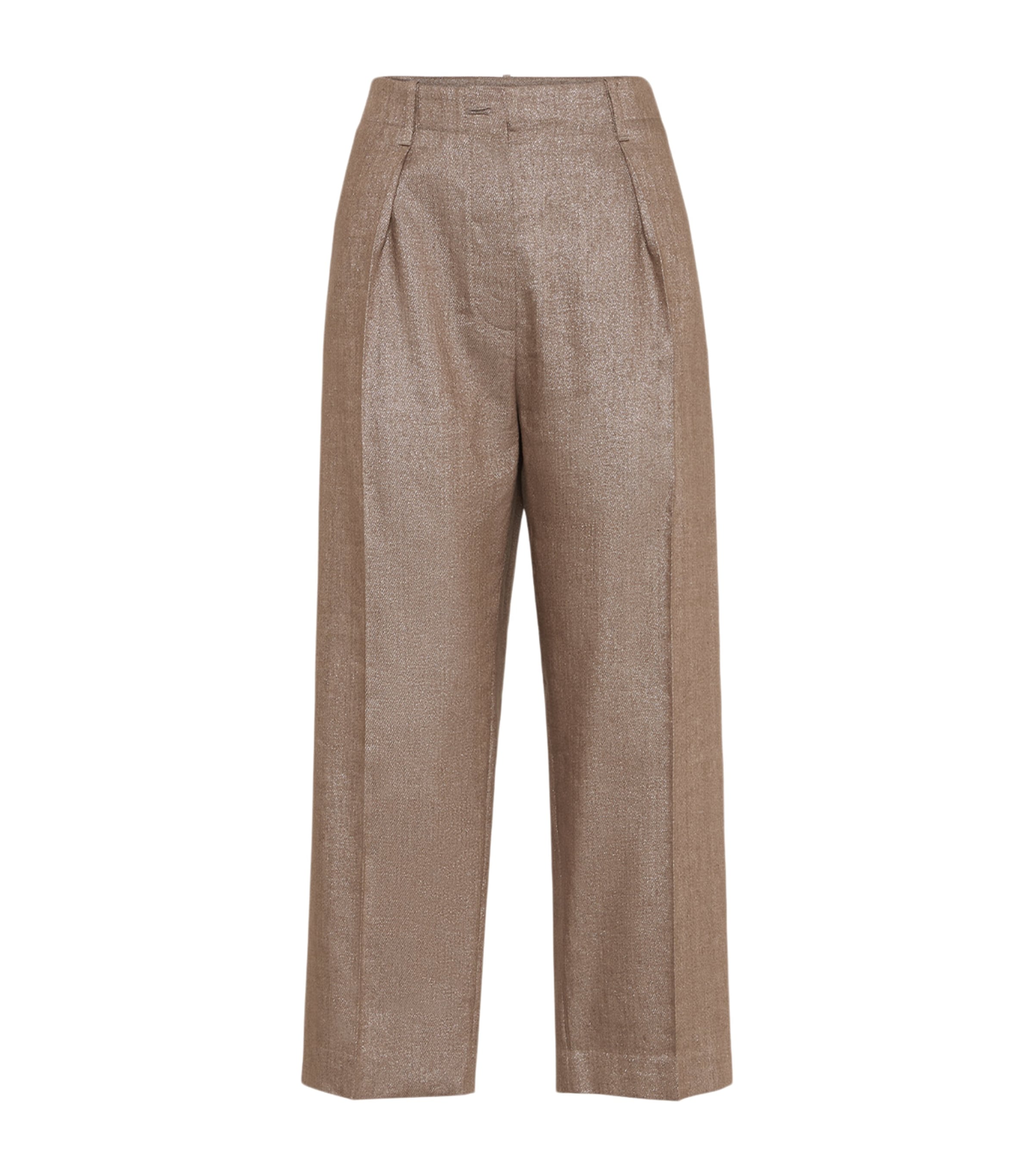 Brunello Cucinelli Linen-blend Sparkling Chino Trousers In Brown