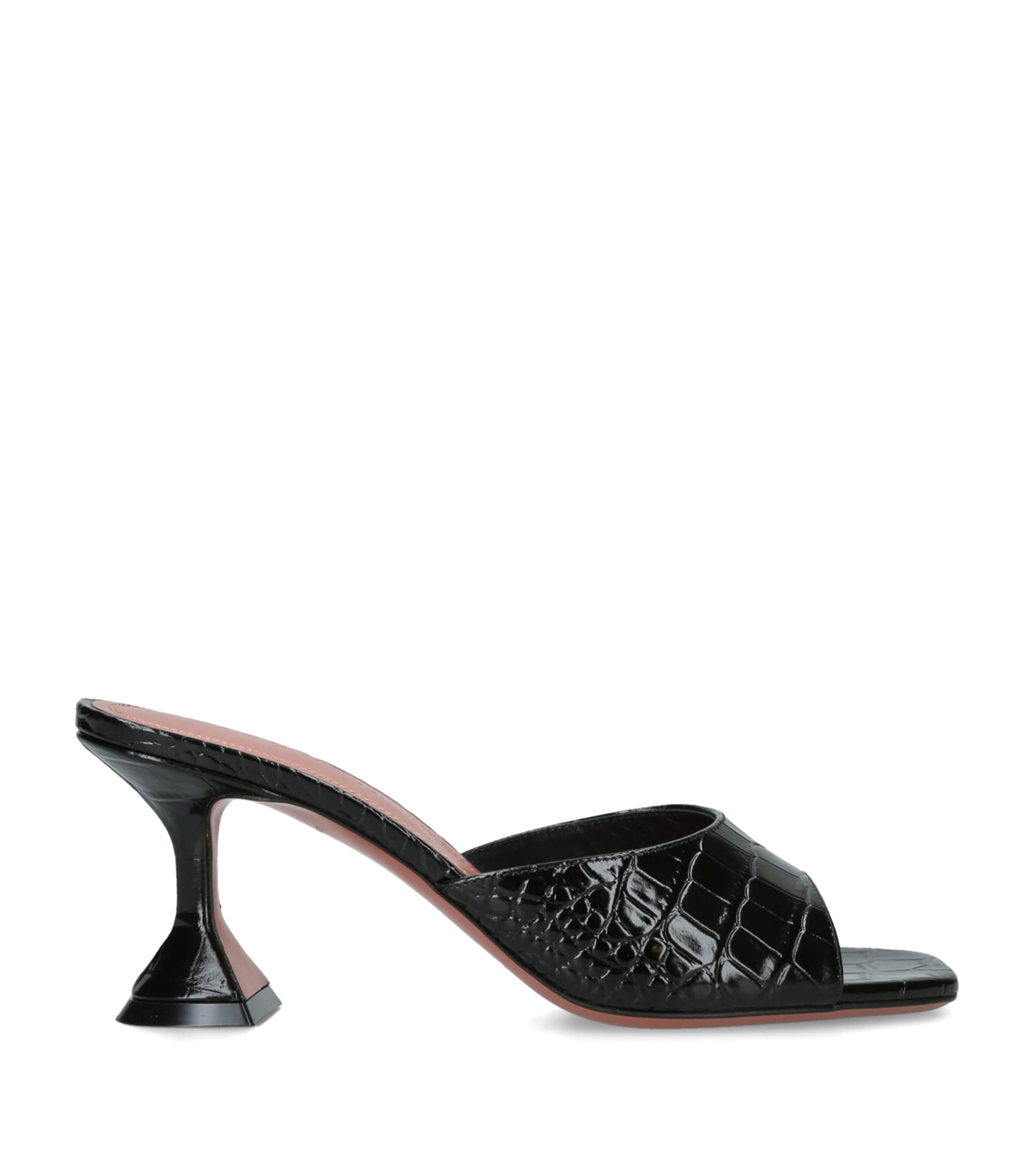 Amina Muaddi Croc-Embossed Leather Lupita Mules 70 Black Image 1