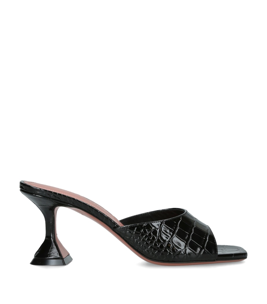 Amina Muaddi Croc-Embossed Leather Lupita Mules 70 Black Image 1