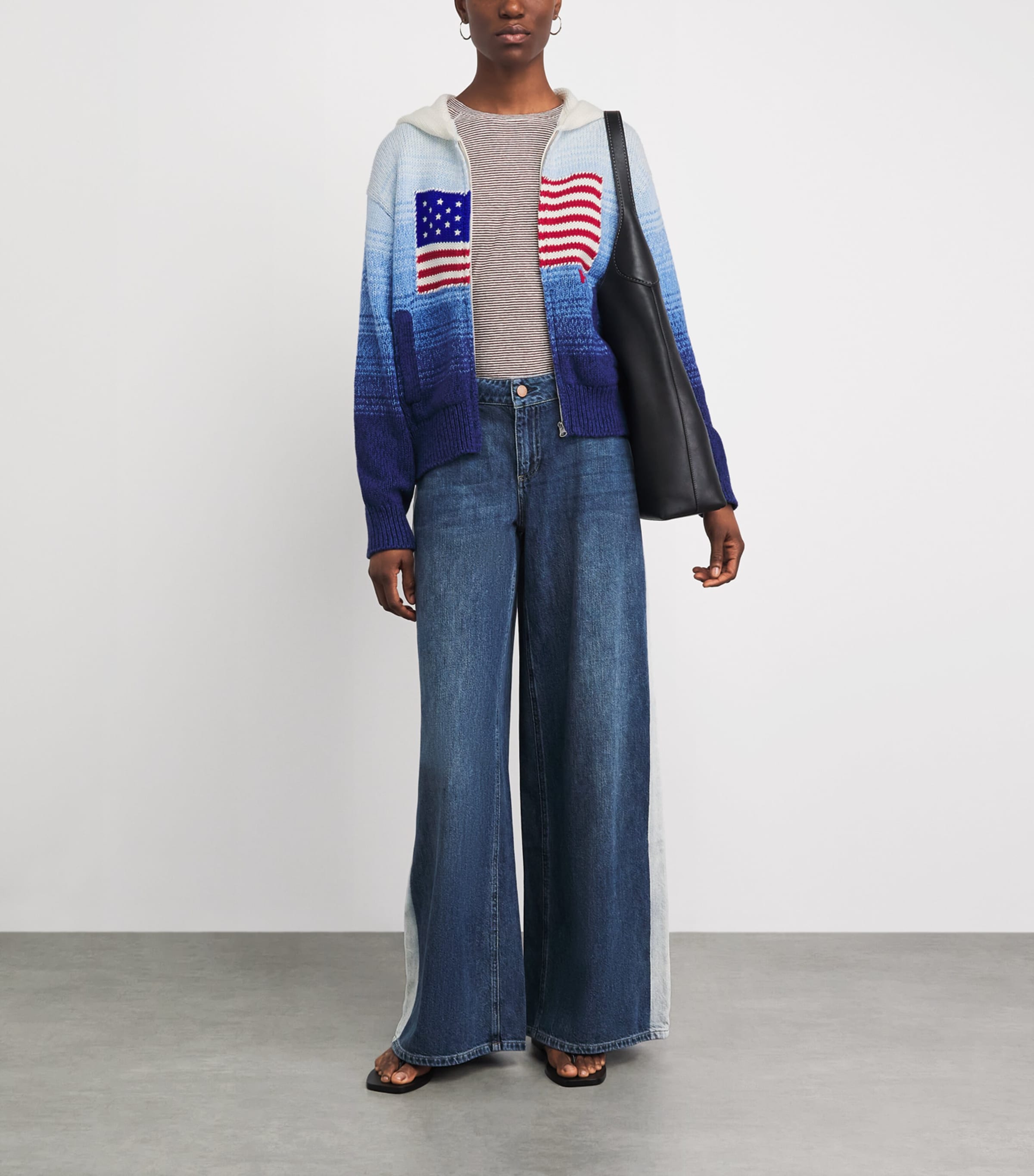 Polo Ralph Lauren Womens Flag Ombré Zip Hoodie White/royal Blue Image 2