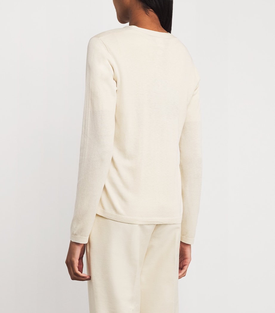 Silk-Cotton Efedra Cardigan IVORY Image 4