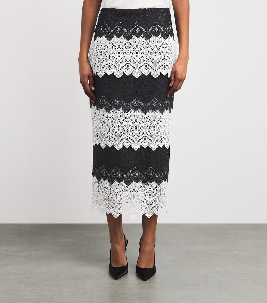 Carolina Herrera Womens Lace Midi Skirt Black/white Image 4
