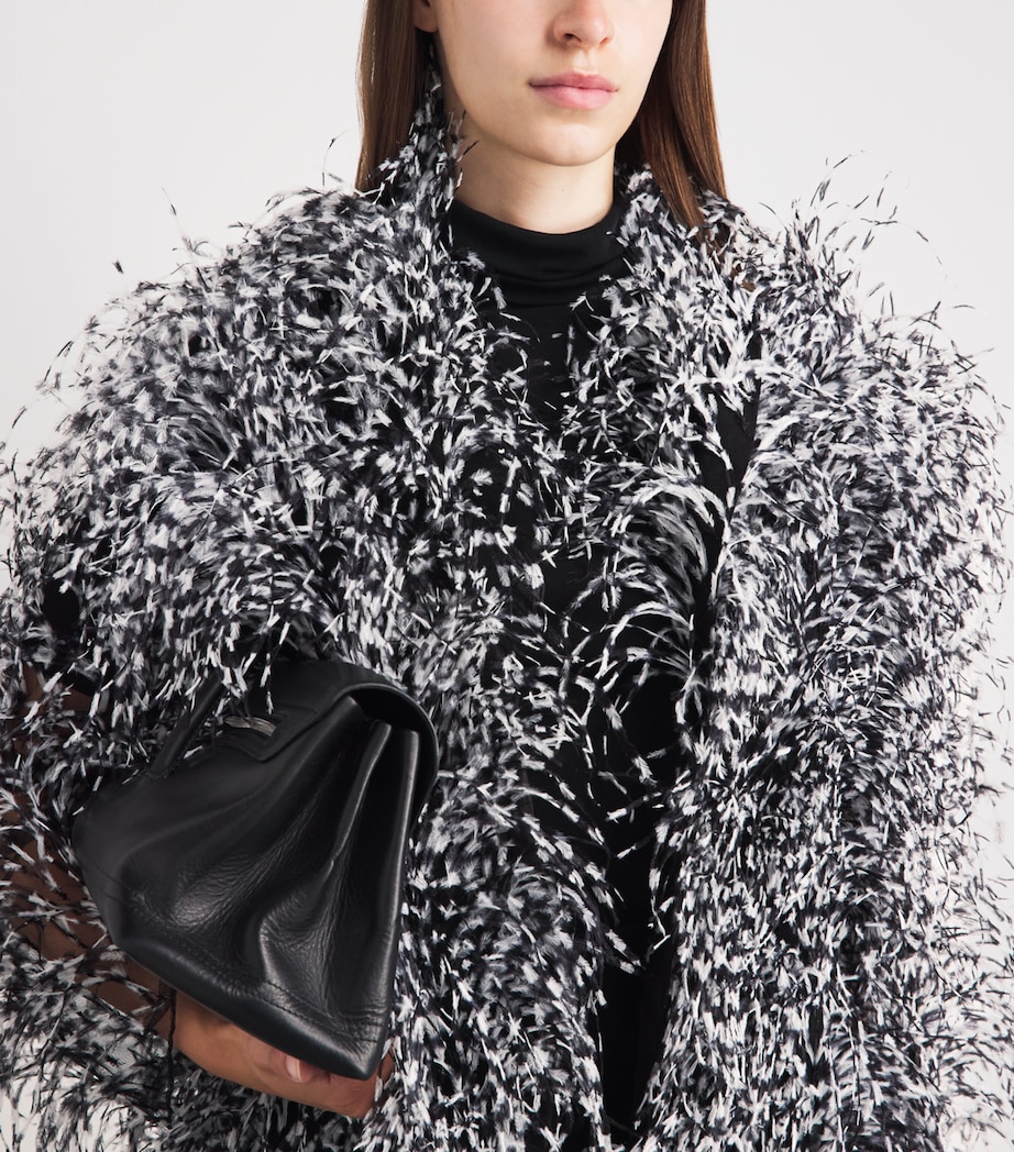 LAPOINTE Womens Marbled Ostrich Feather Jacket Black/white Image 3