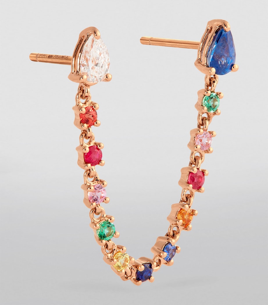 Rose Gold, Diamond and Sapphire Double-Pierced Loop Single Earring ROSE GOLD Image 2