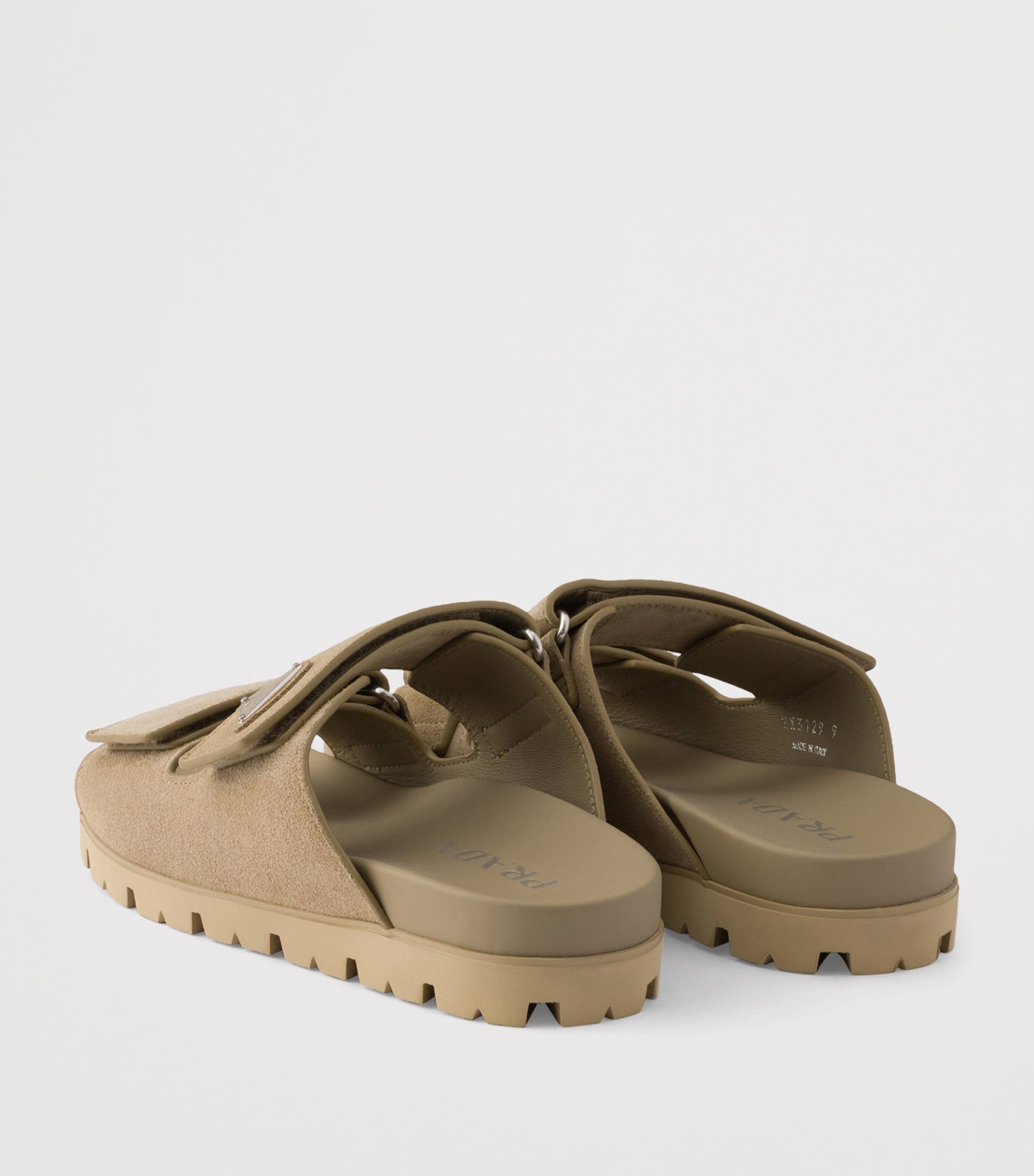 Prada Suede Triangle Sandals Neutral Image 4