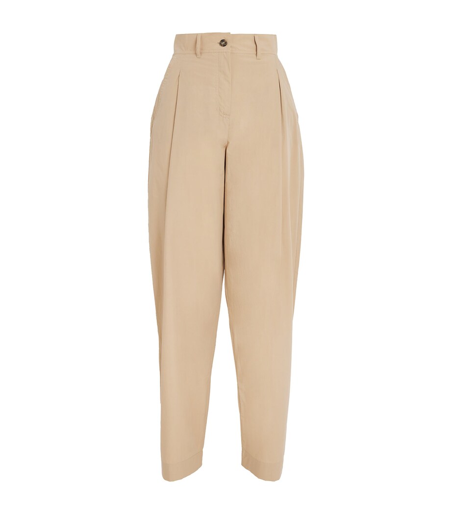 Cotton High-Rise Trousers BEIGE Image 1