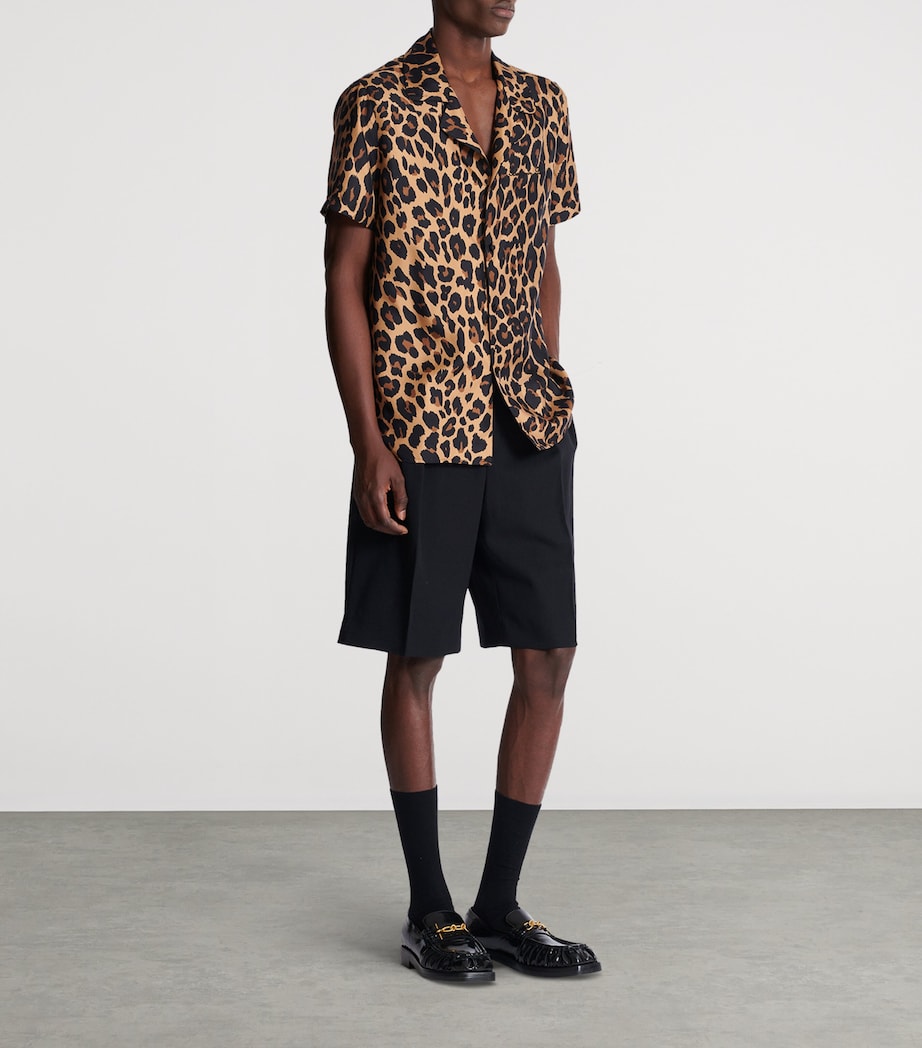 Balmain Mens Silk Leopard Print Shirt Gba Beige/noir Image 2