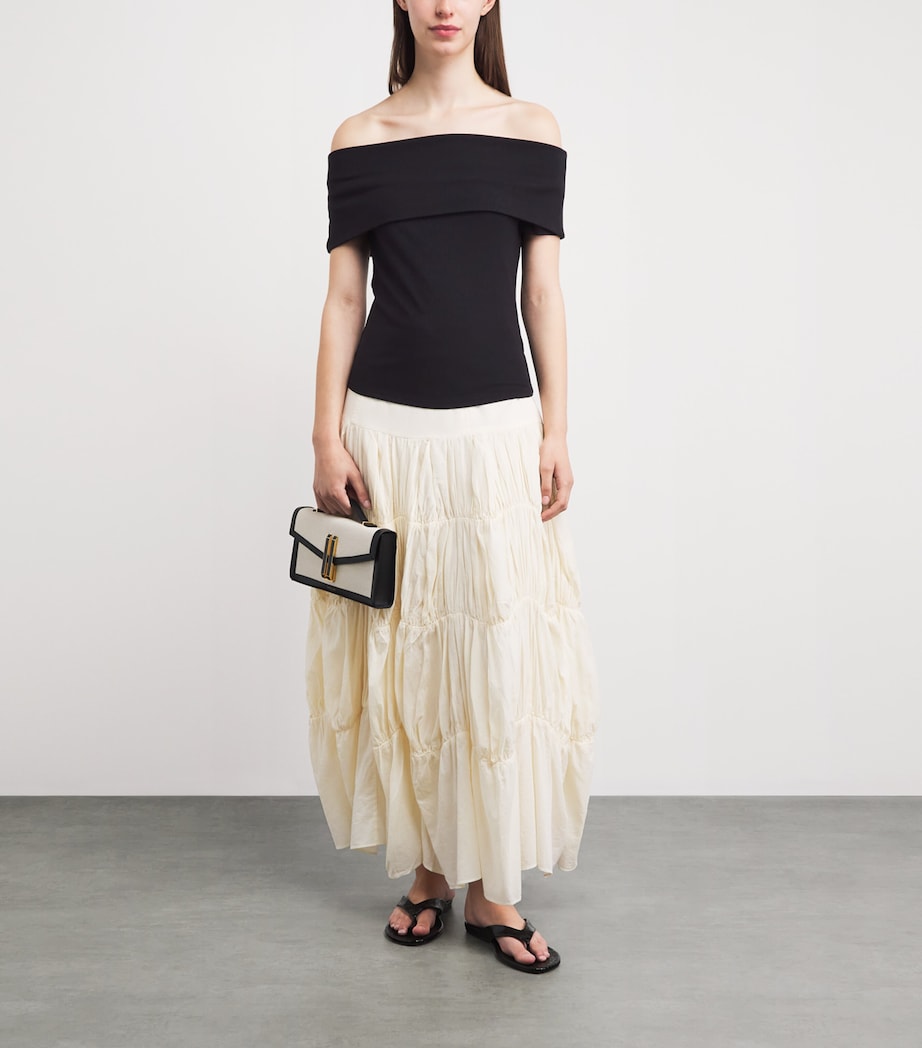 PAIGE Womens Off-The-Shoulder Rosarita Top Black Image 2