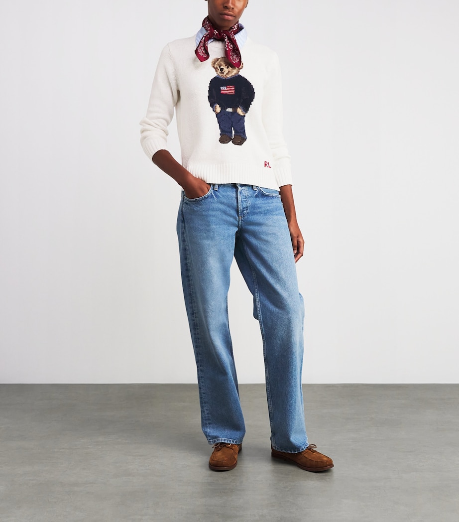 Linen-Cotton Polo Bear Sweater DECKWASH WHITE MULTI Image 2