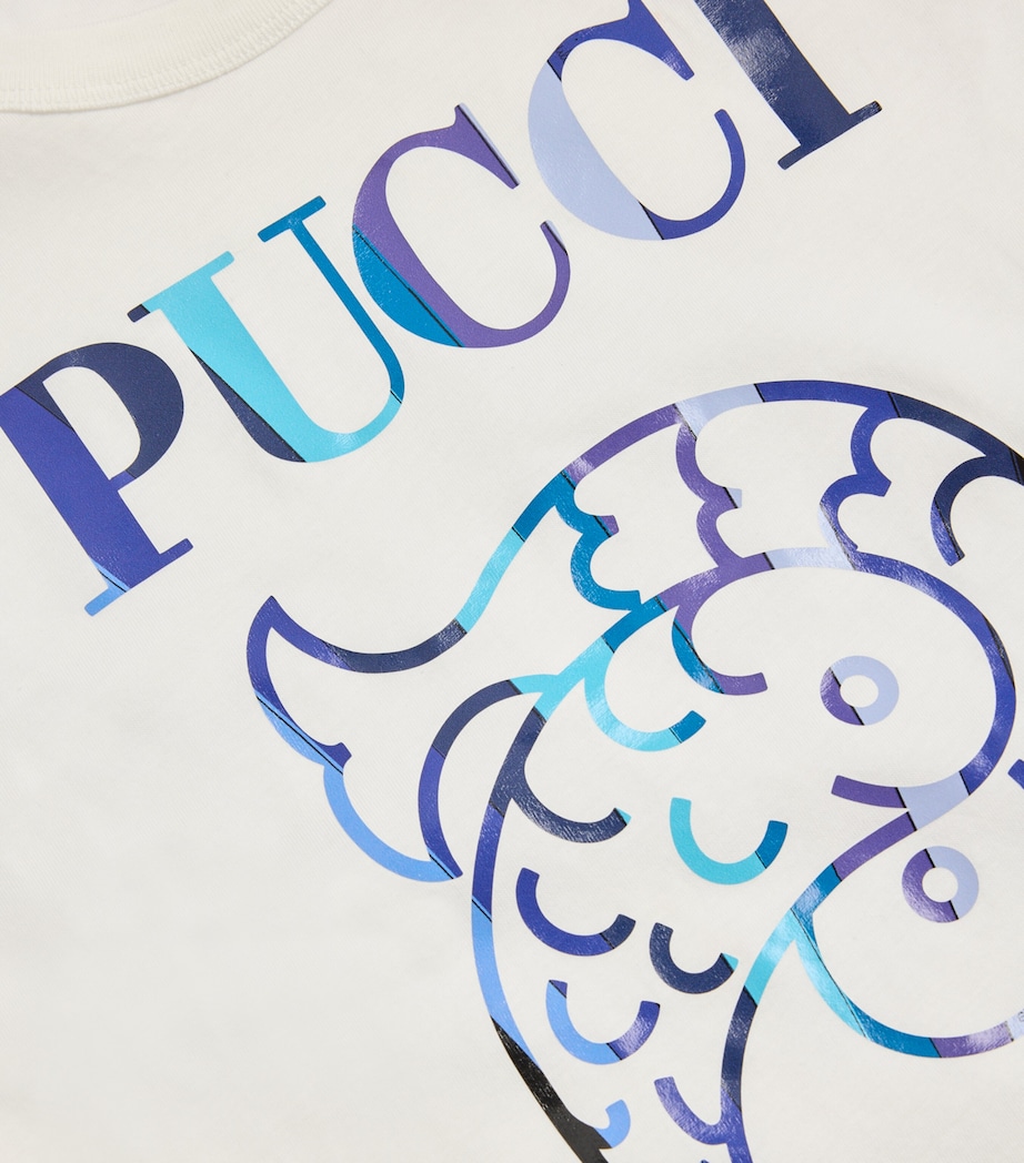 Cotton Pucci Fish T-Shirt (4-14 Years) 101IVORY Image 2
