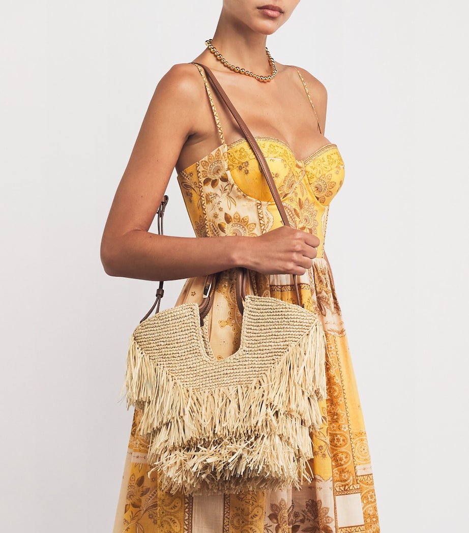 Small Raffia Fringe Tote Bag NATRUAL NAT Image 2