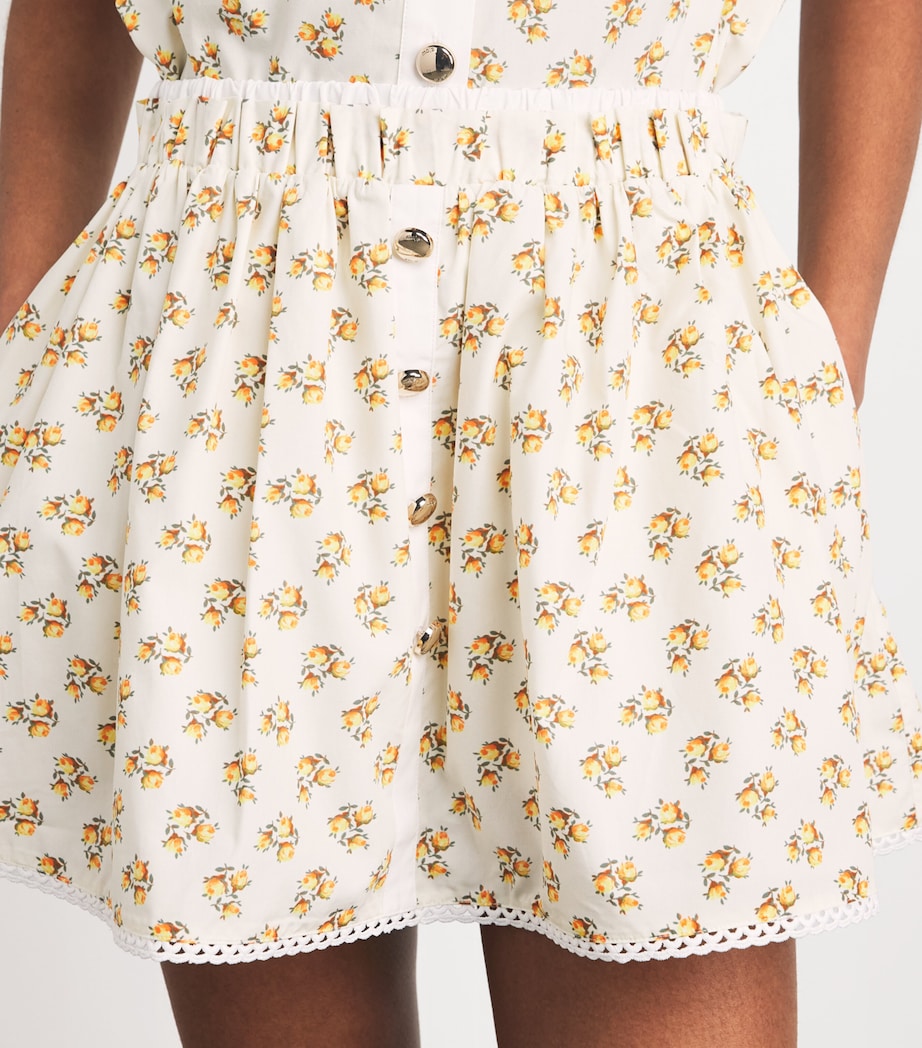 Maje Womens Printed Button-Front Mini Skirt Yellow Small Flowers Image 3