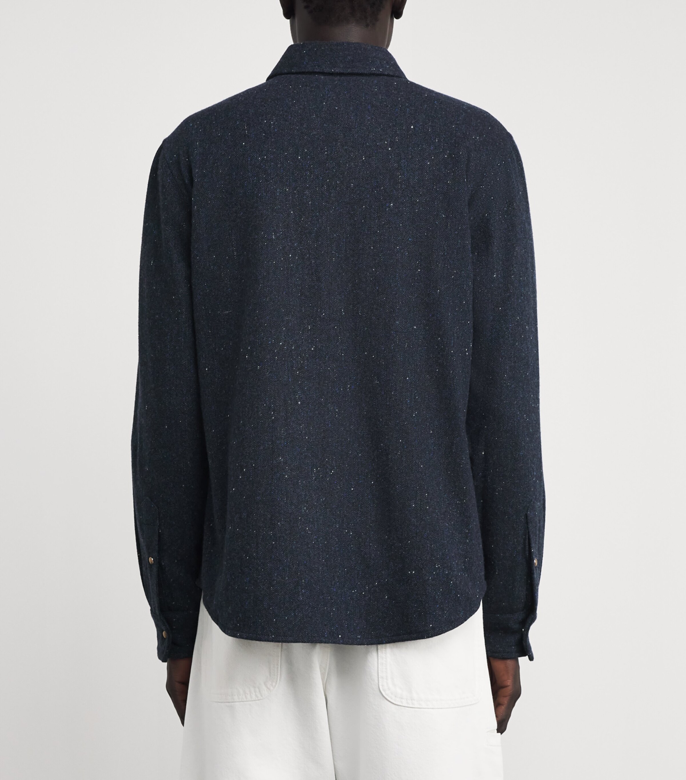 GOD'S TRUE CASHMERE Mens Cashmere Twill Donegal Shirt Tiger Eye Image 5