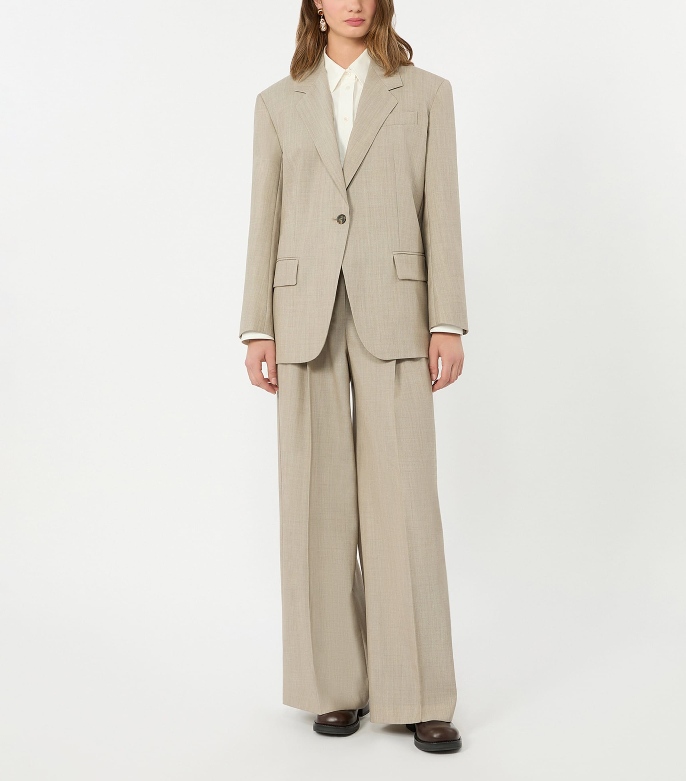 Weekend Max Mara Womens Virgin Wool Blazer Hazelnut Brown Image 5