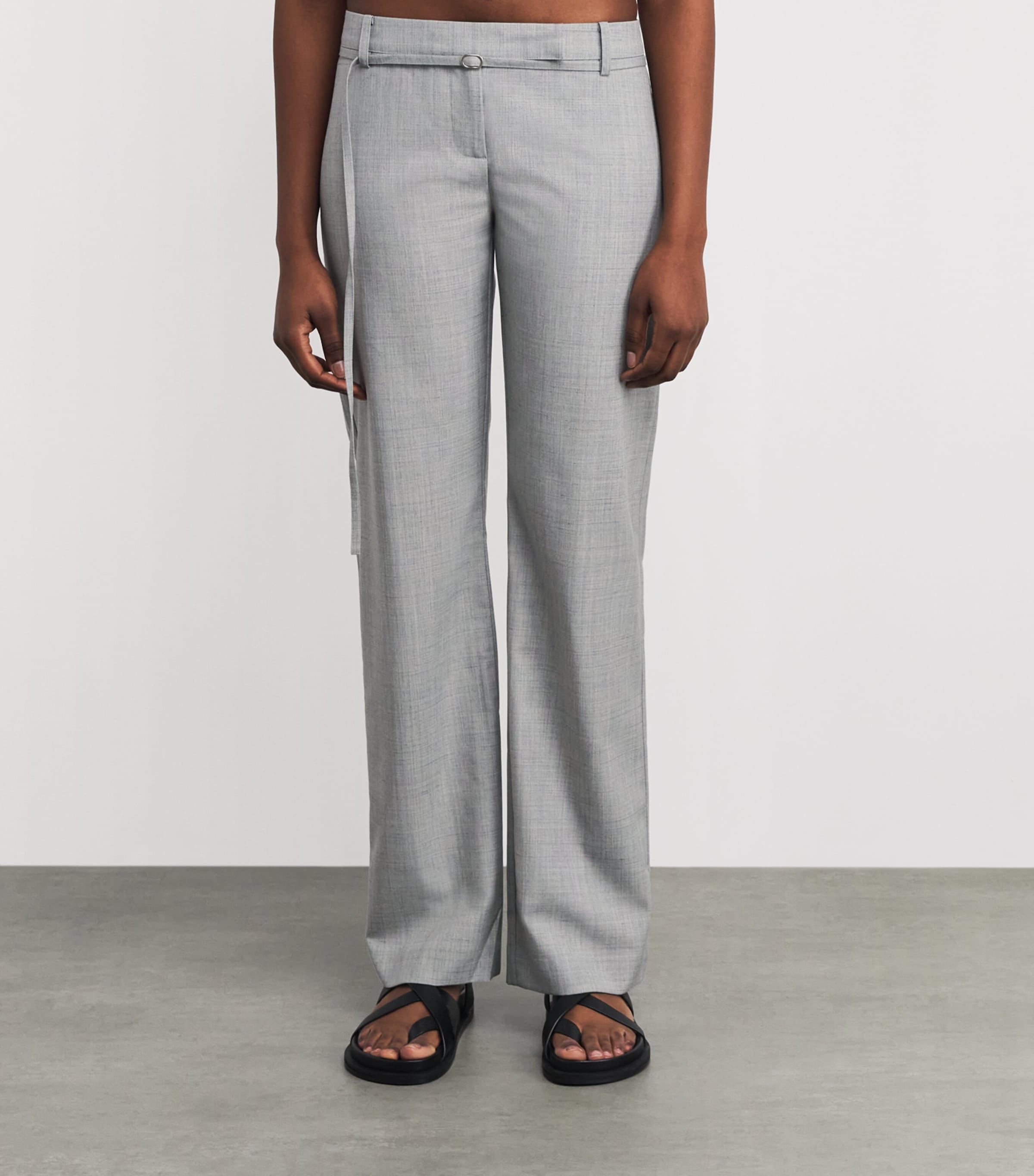 St. Agni Womens 90s Belt Minimal Trousers Concrete Image 4