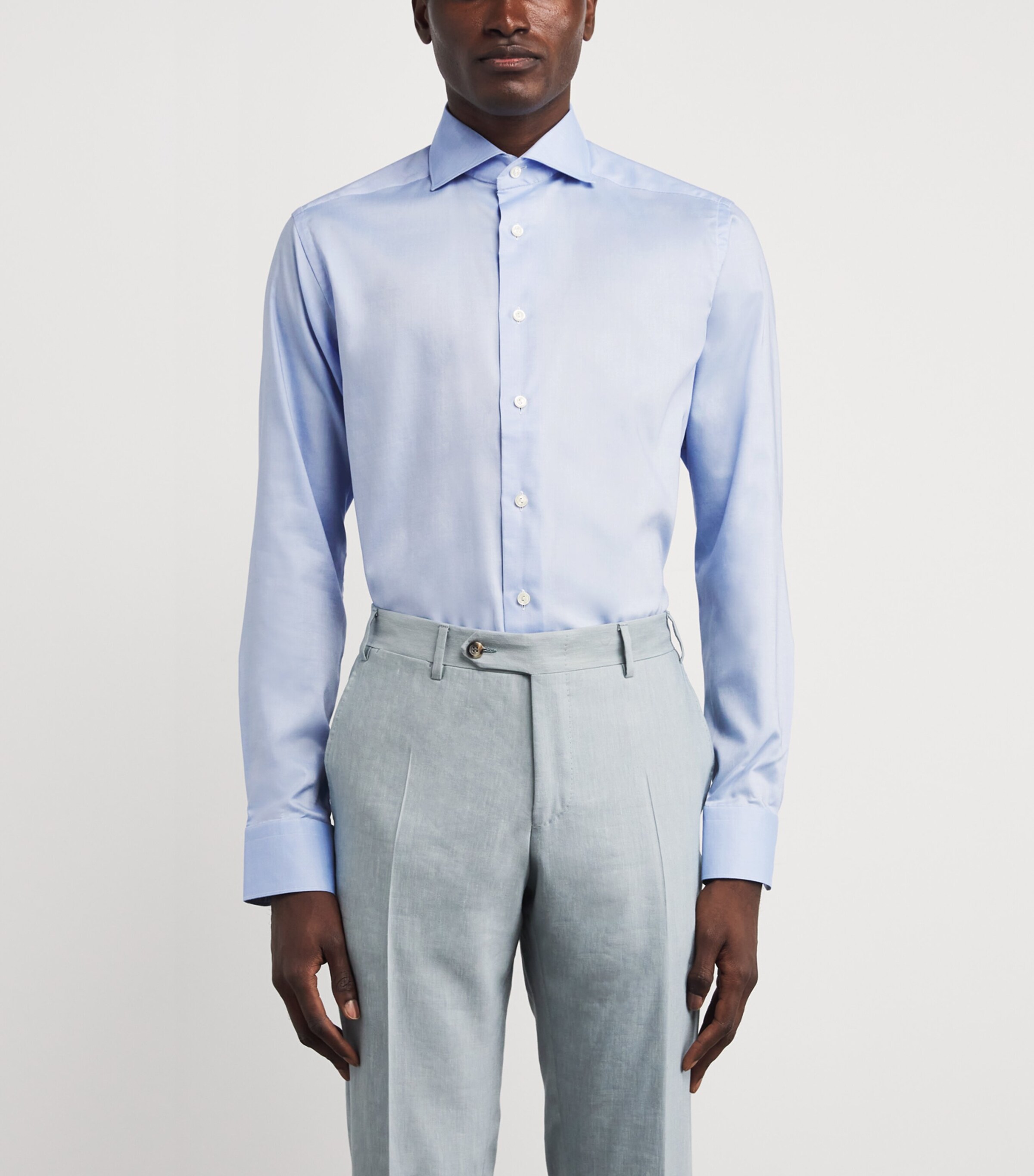 Eton Mens Cotton Signature Oxford Slim Shirt Mid Blue Image 3