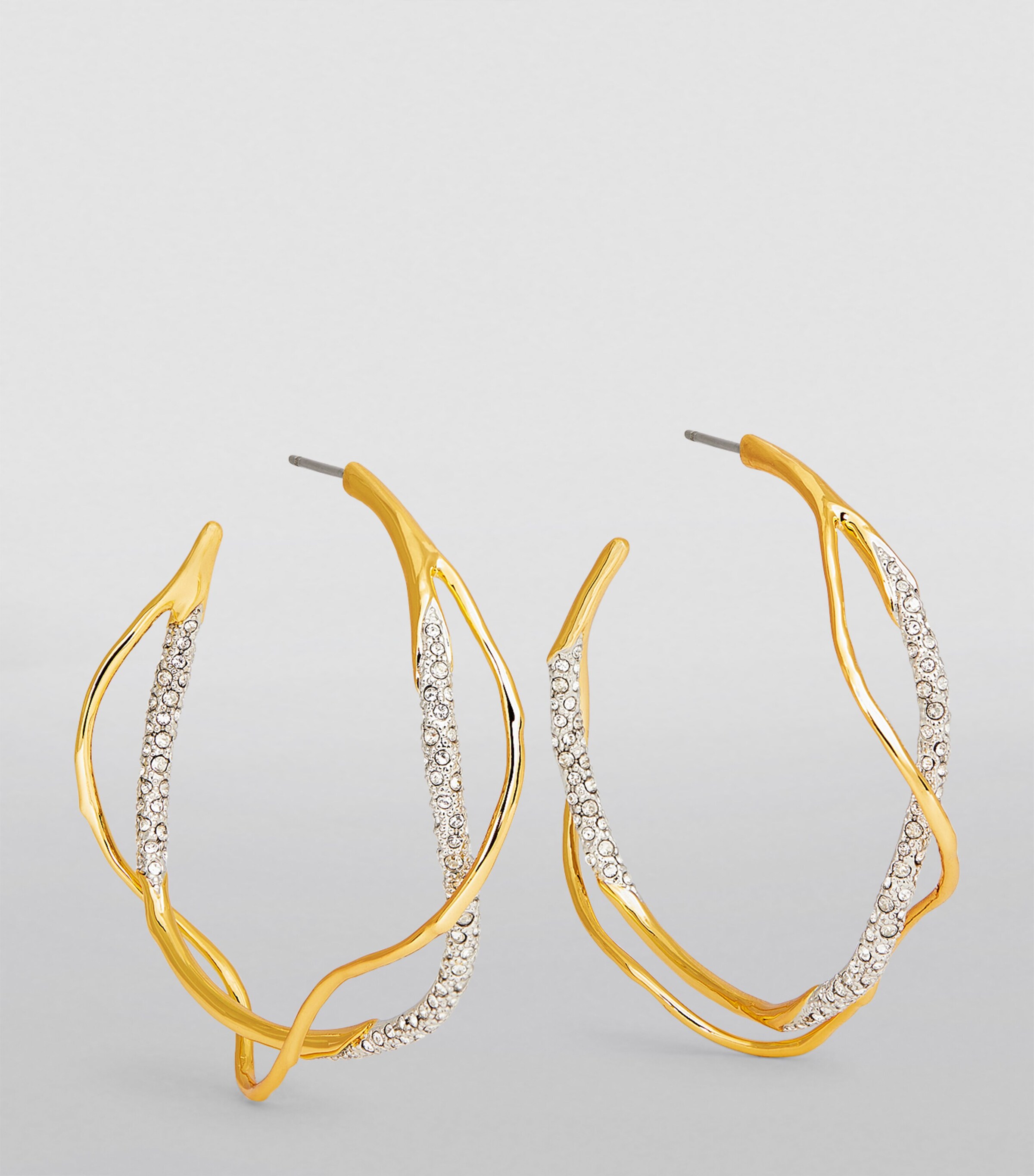 Alexis Bittar Gold-Plated Pavé Crystal Intertwined Hoop Earrings Champagne Image 2