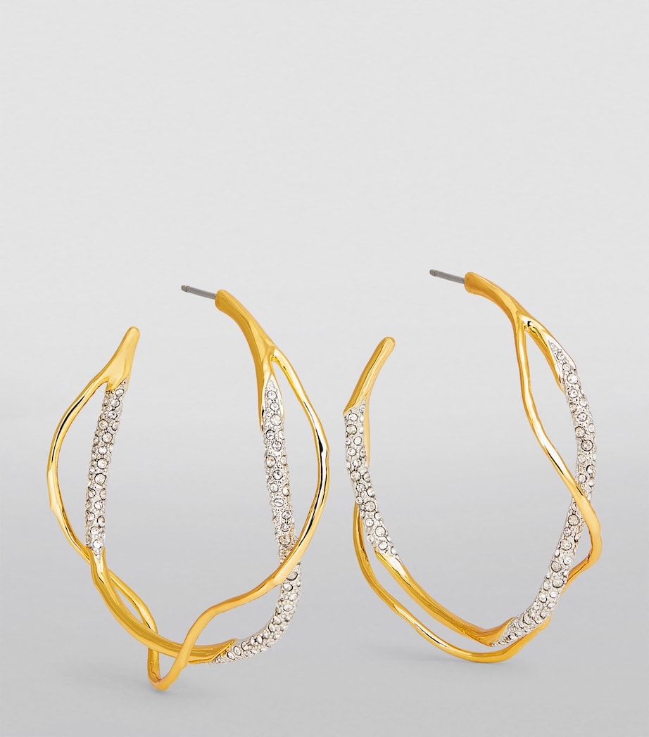 Gold-Plated Pavé Crystal Intertwined Hoop Earrings CHAMPAGNE Image 2