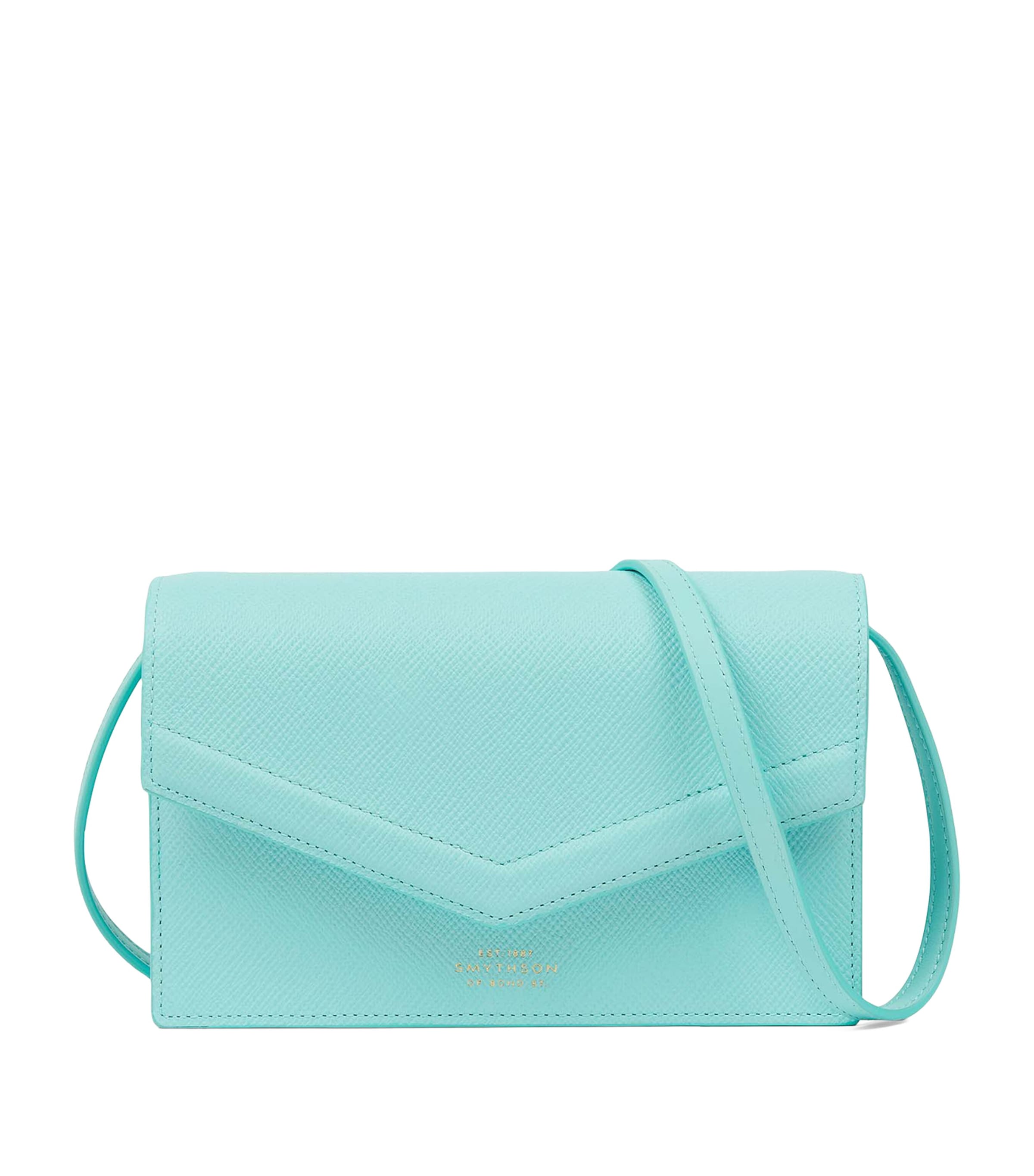 Smythson Panama Leather Envelope Cross-body Bag In Blue