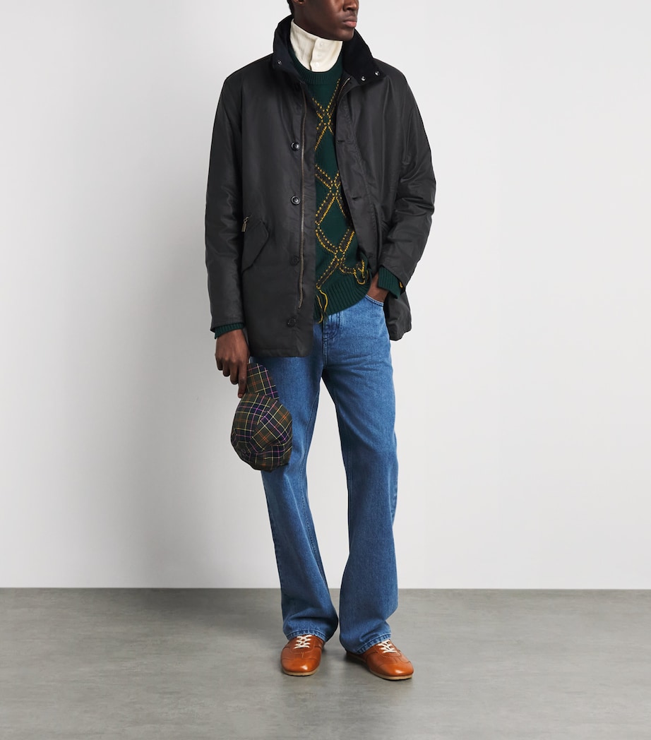 Barbour Mens Waxed Cotton Modern Powell Jacket Navy Image 2