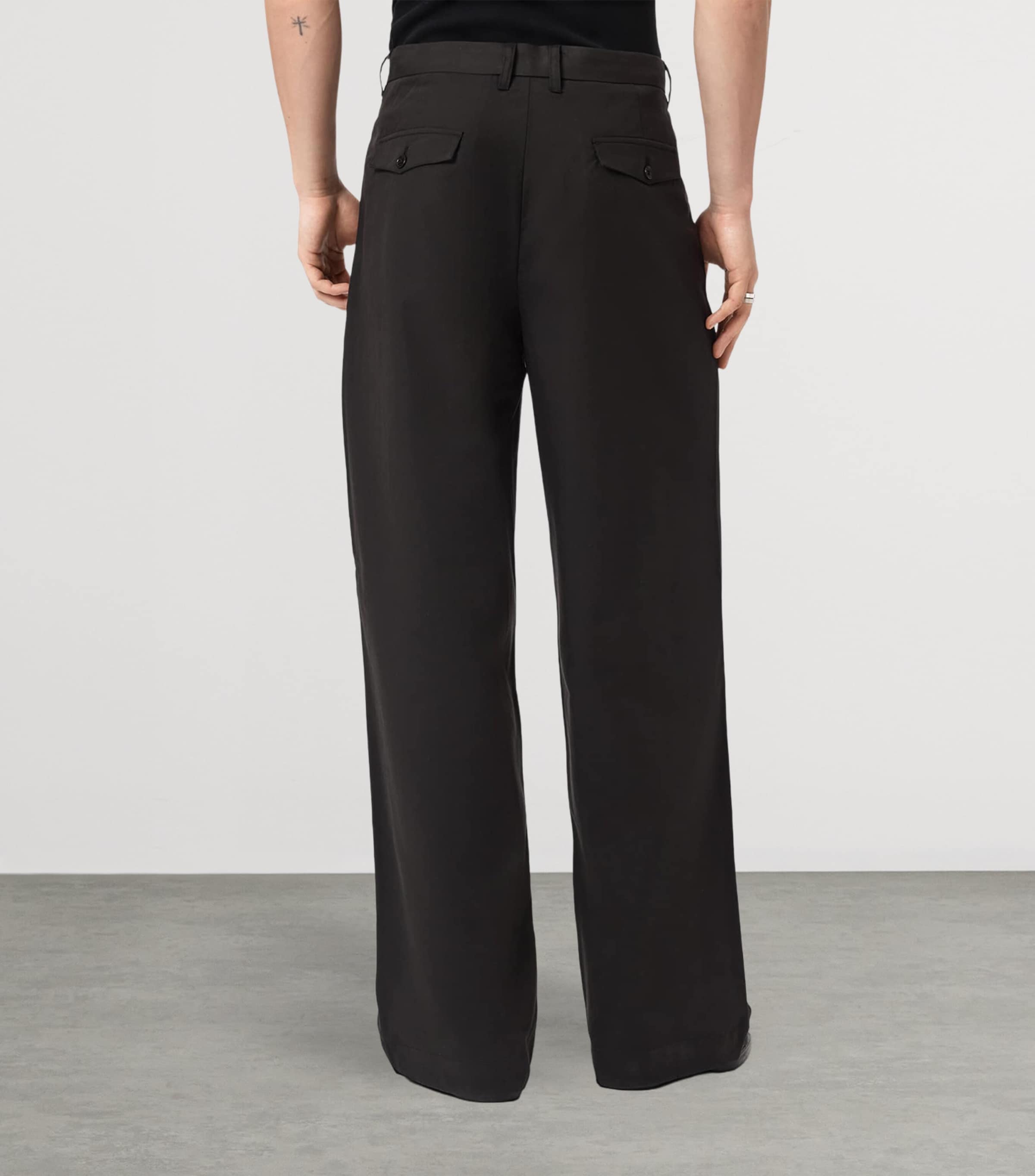 AllSaints Mens Conway Wide-Leg Trousers Black Image 4