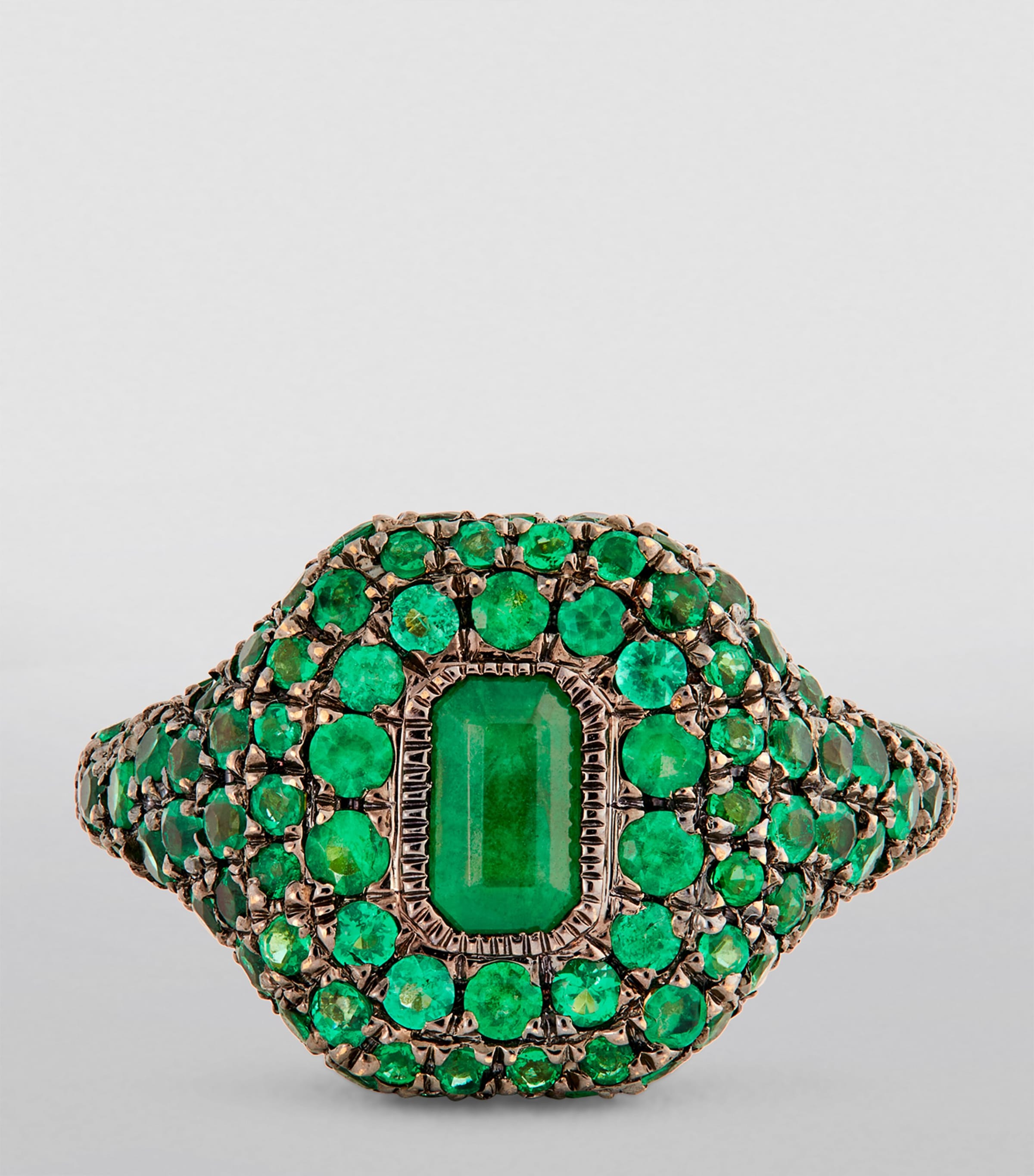 Yellow Gold and Emerald Pavé New Modern Pinky Ring YELLOW GOLD Image 3
