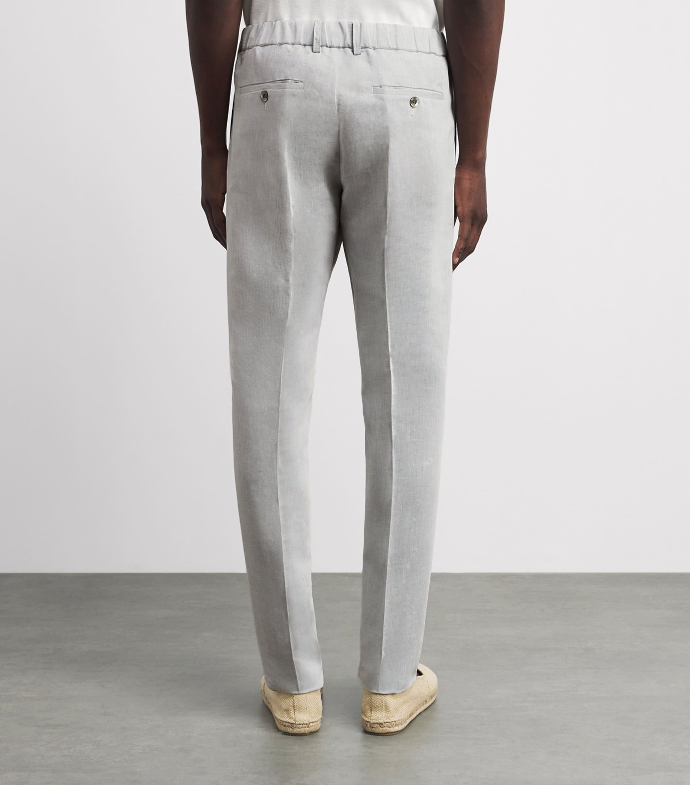 Paul & Shark Mens Linen-Cotton Drawstring Chinos Light Grey Image 5
