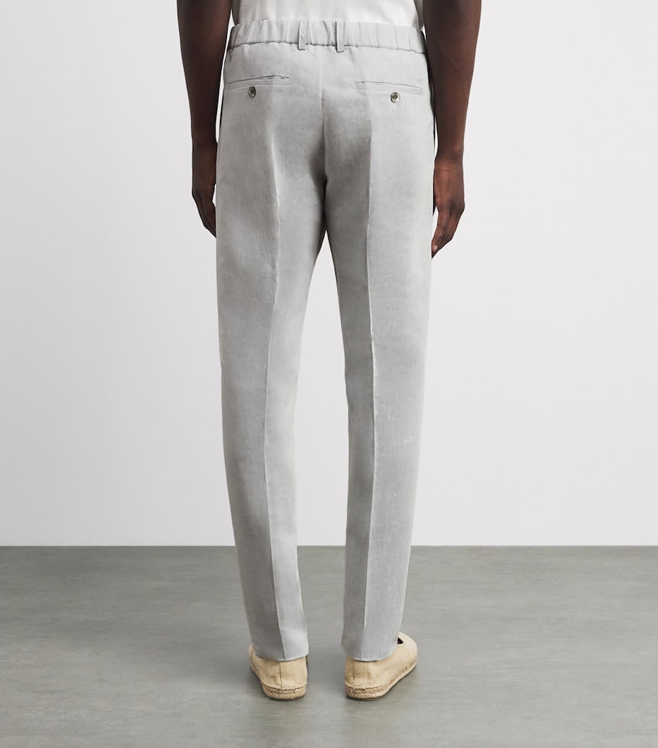 Paul & Shark Mens Linen-Cotton Drawstring Chinos Light Grey Image 5