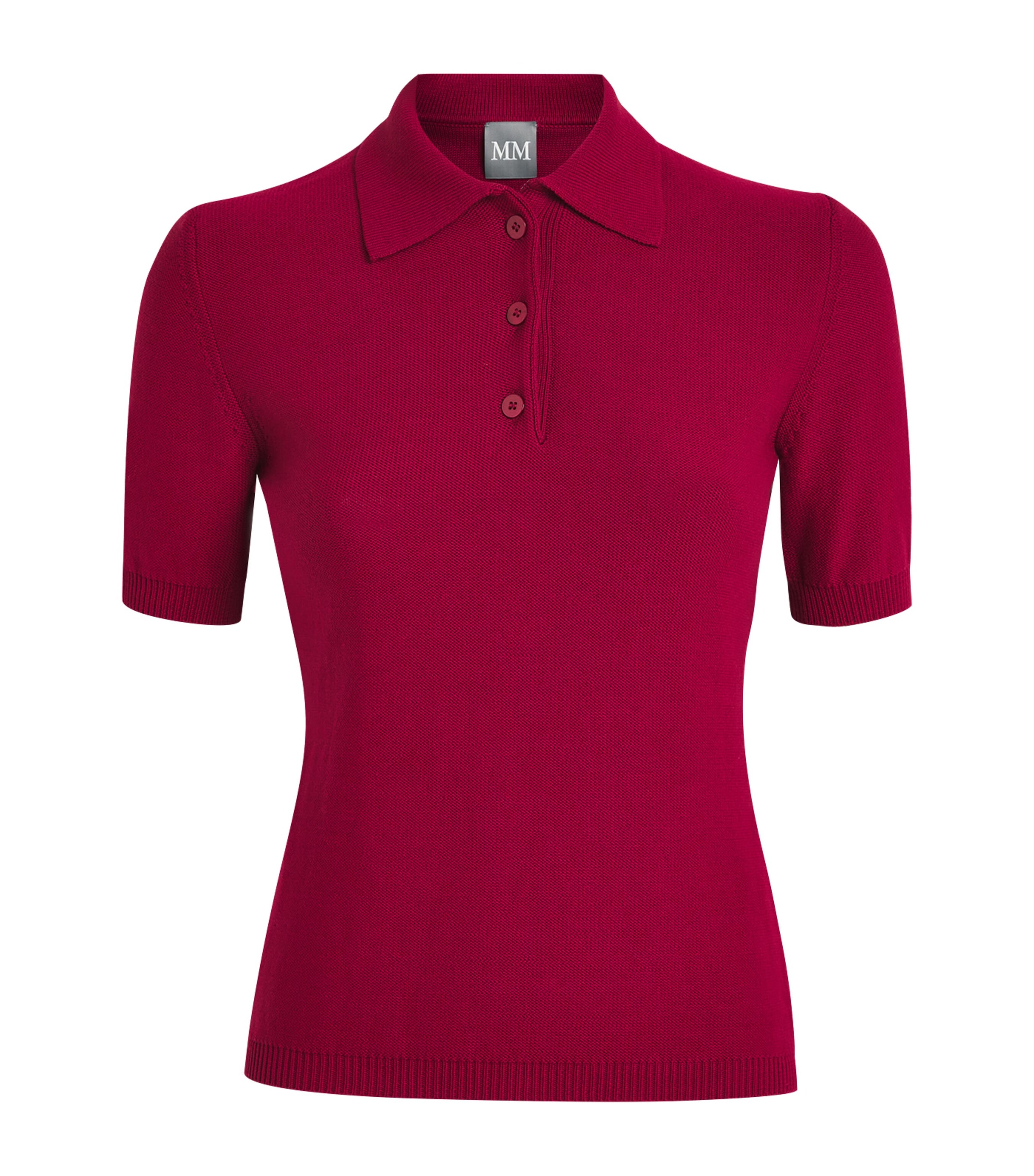 MM Womens Stretch-Cotton Knitted Polo Shirt Red Image 1