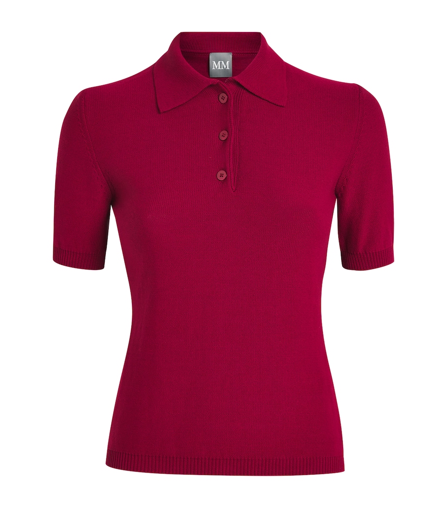 MM Womens Stretch-Cotton Knitted Polo Shirt Red Image 1