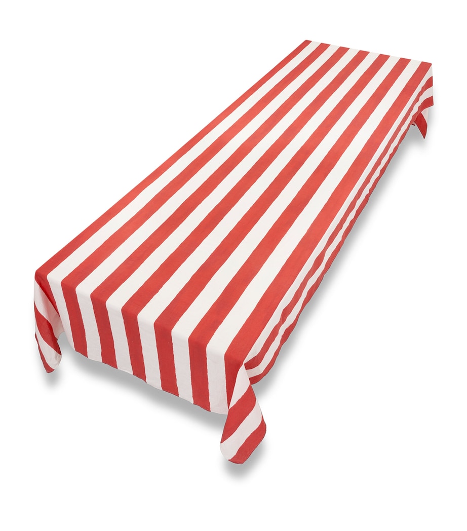 Linen Stripe Tablecloth (165cm x 380cm) RED Image 2