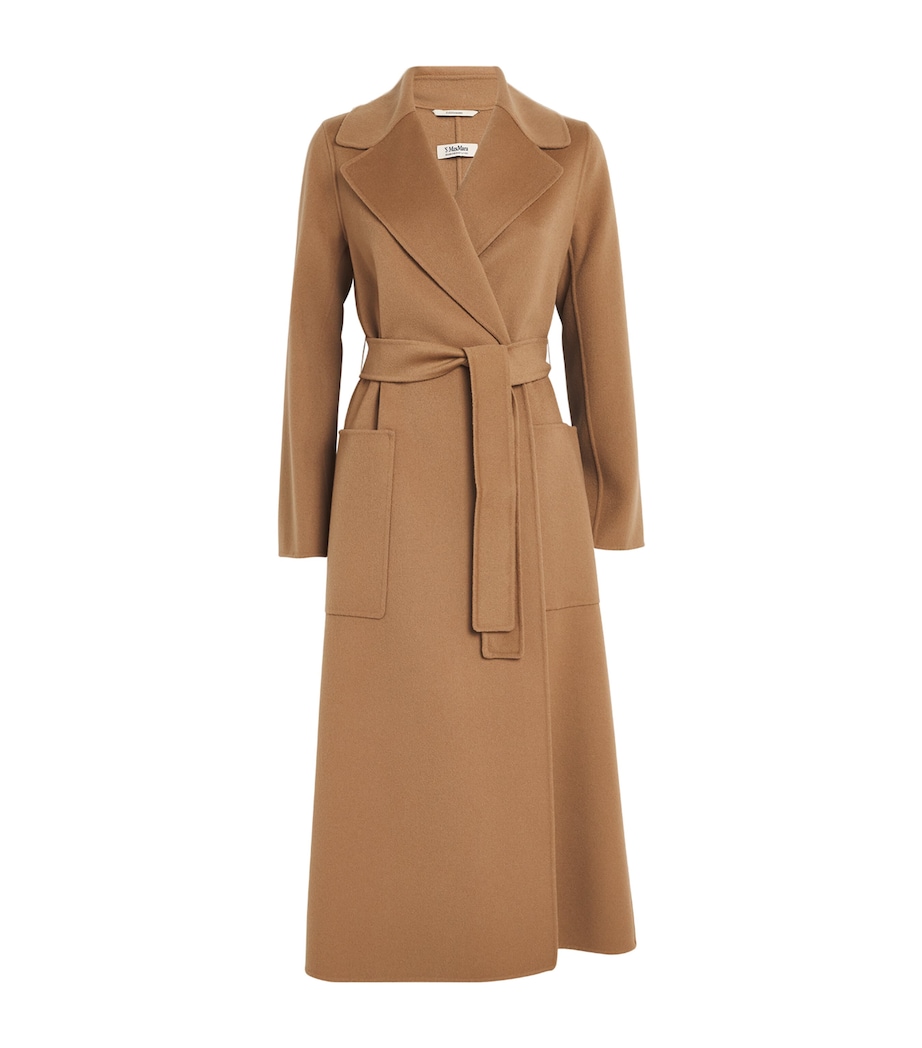 Max Mara Womens Virgin Wool Belted Paolore Coat Camel Image 1