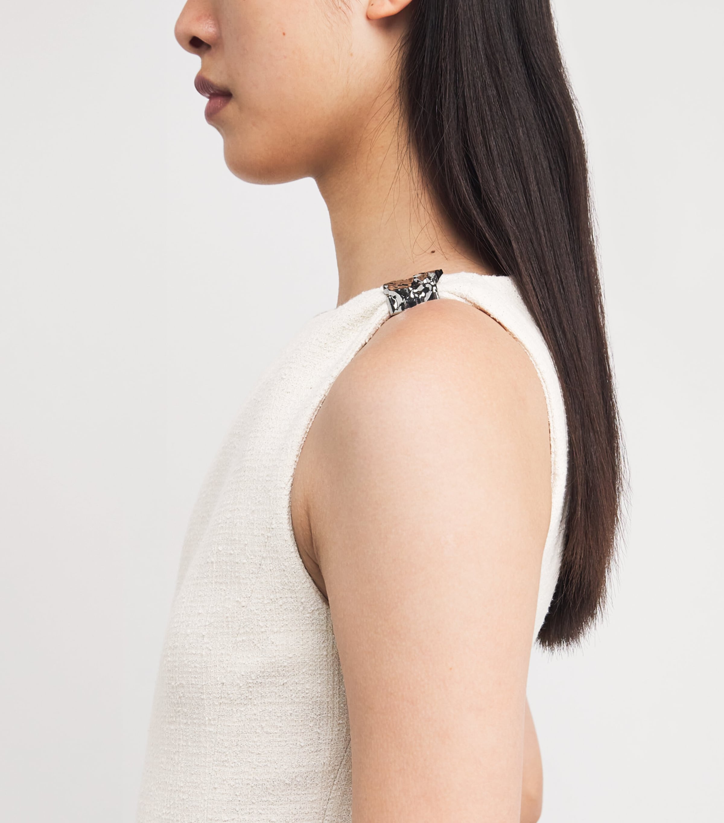 Tweed Flared Mini Dress ECRU Image 4