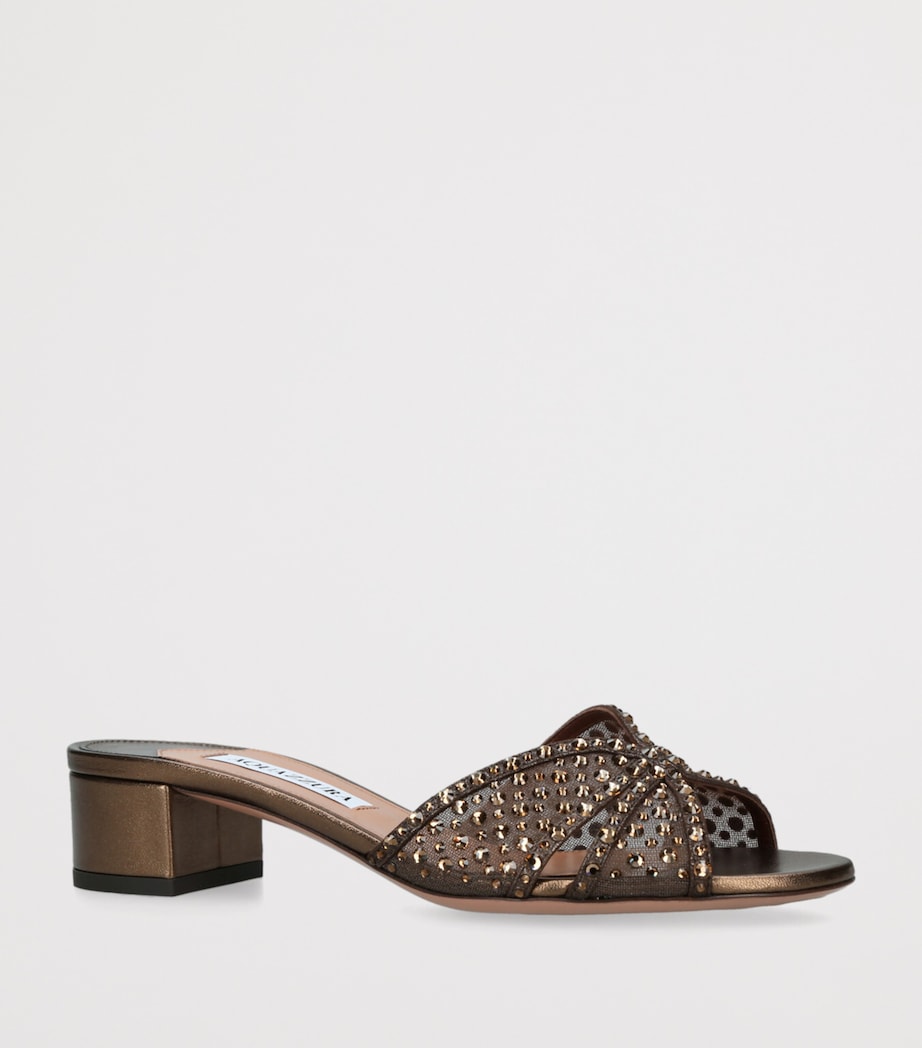 Aquazzura Crystal Love Mules 35 Dark Brown Image 3