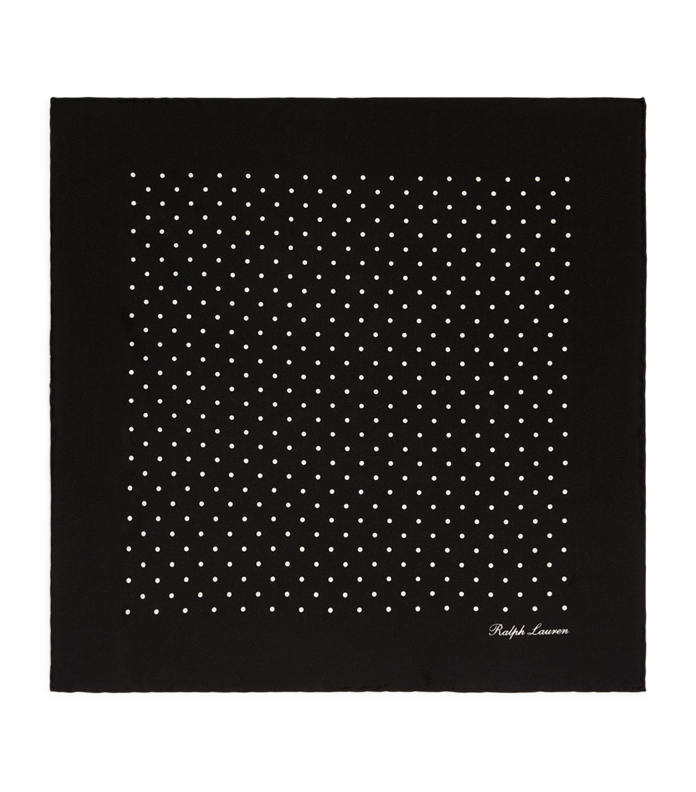 Shop Ralph Lauren Purple Label Silk Polka-dot Pocket Square In Black