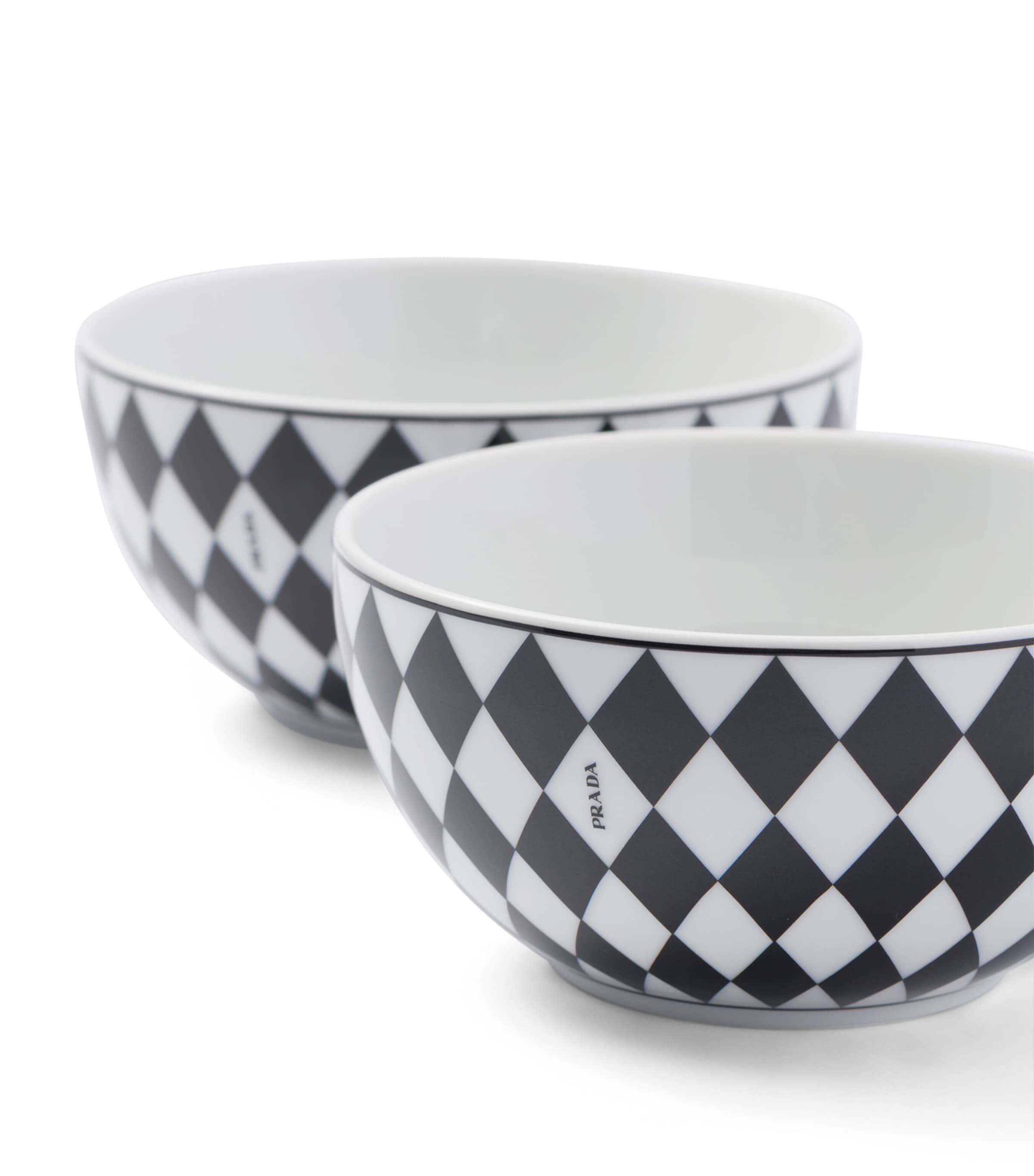 Set of 2 Porcelain Chequerboard Cereal Bowls (12cm) F0E5W Image 4