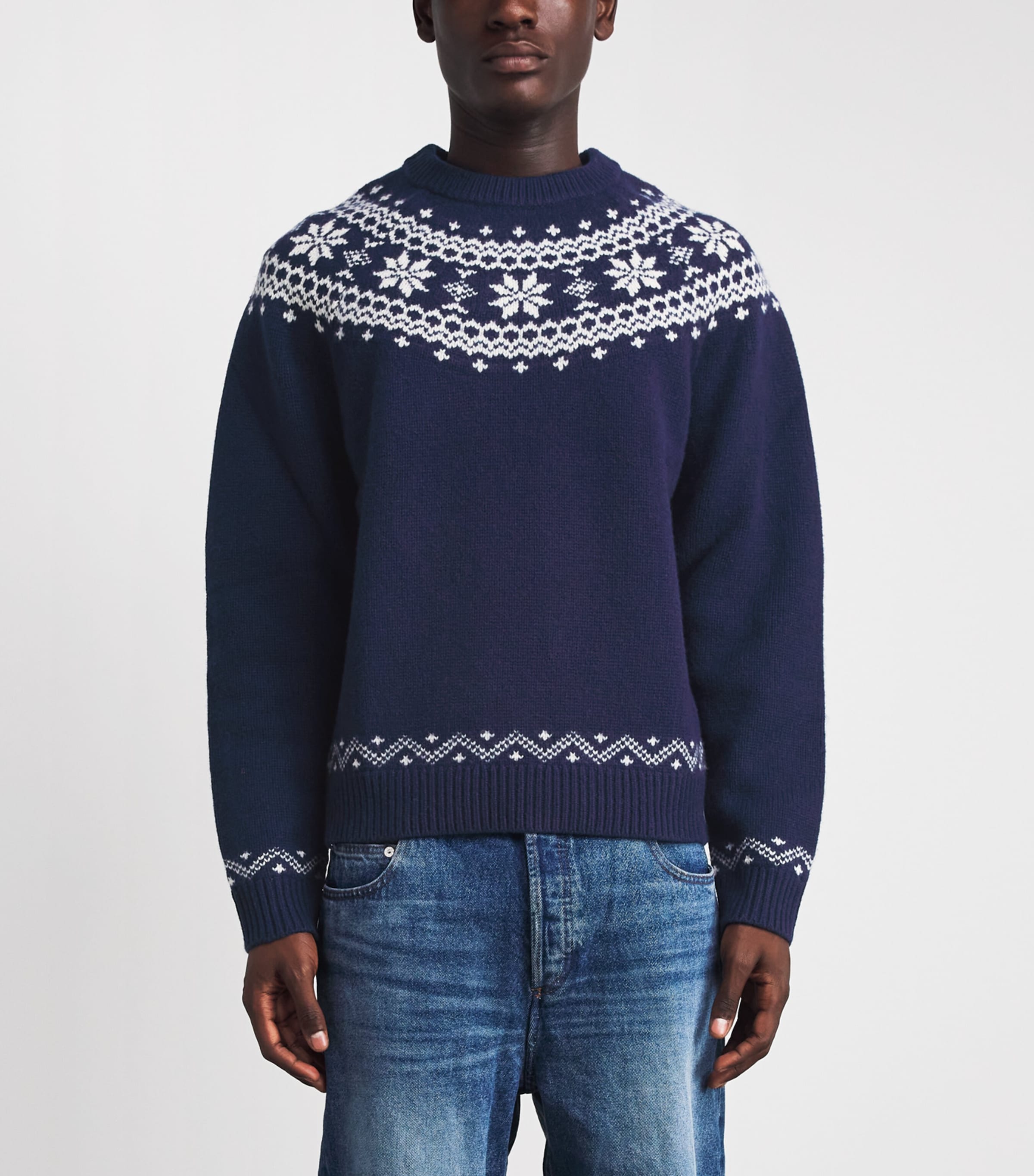 Harrods Mens Wool Fair Isle Sweater Image 4