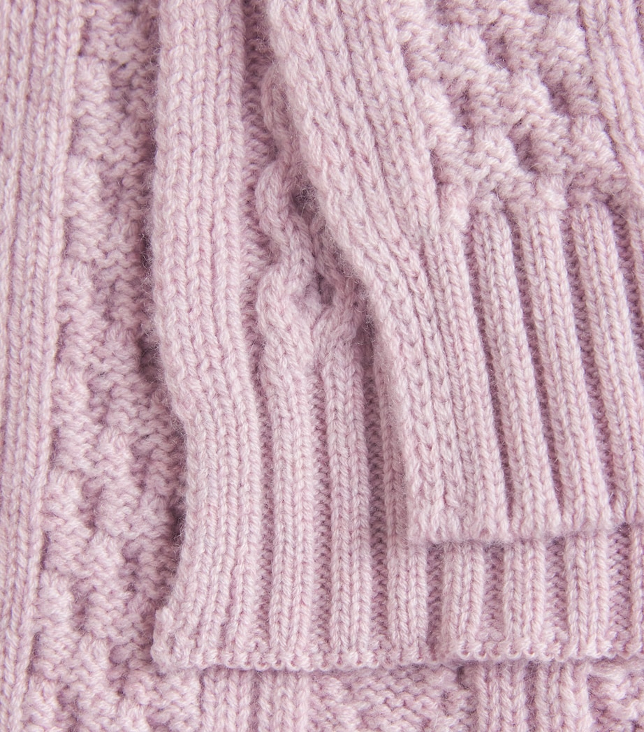 Johnstons Of Elgin Cashmere Aran Beanie and Scarf Gift Set Lunan Pink Image 5