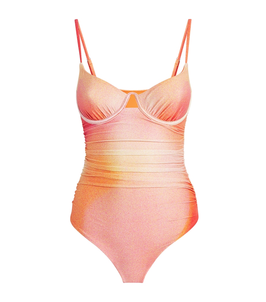 Simkhai Womens Sunset Print Laine Swimsuit Golden Hour Sunset Image 1